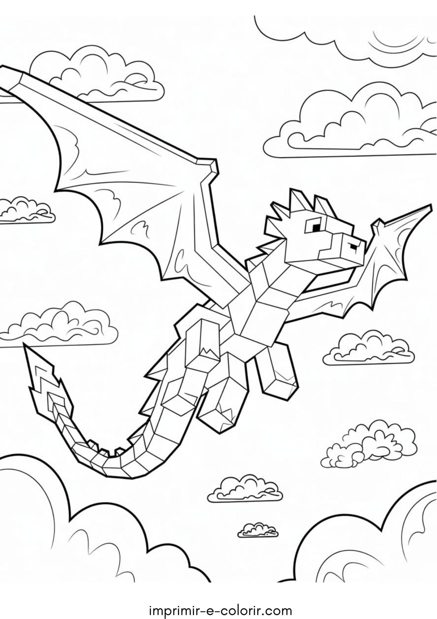 Desenho de Dragão do Minecraft para colorir e imprimir
