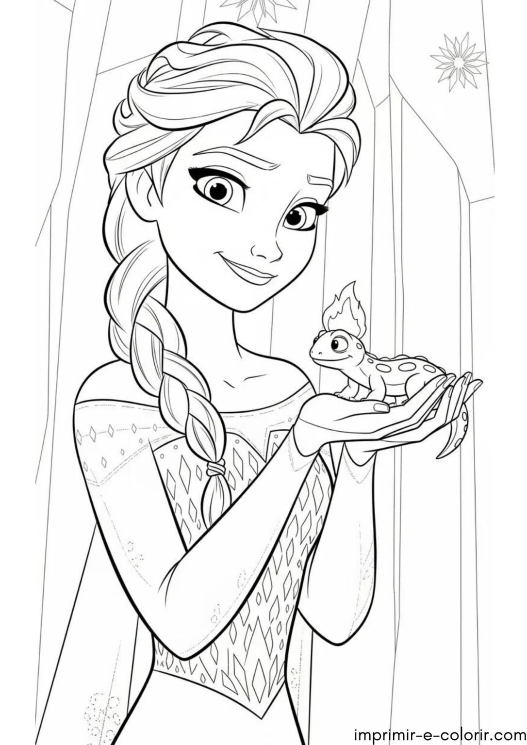 Desenho de Elsa e a Salamandra Bruni de Frozen 2 para Colorir e ...