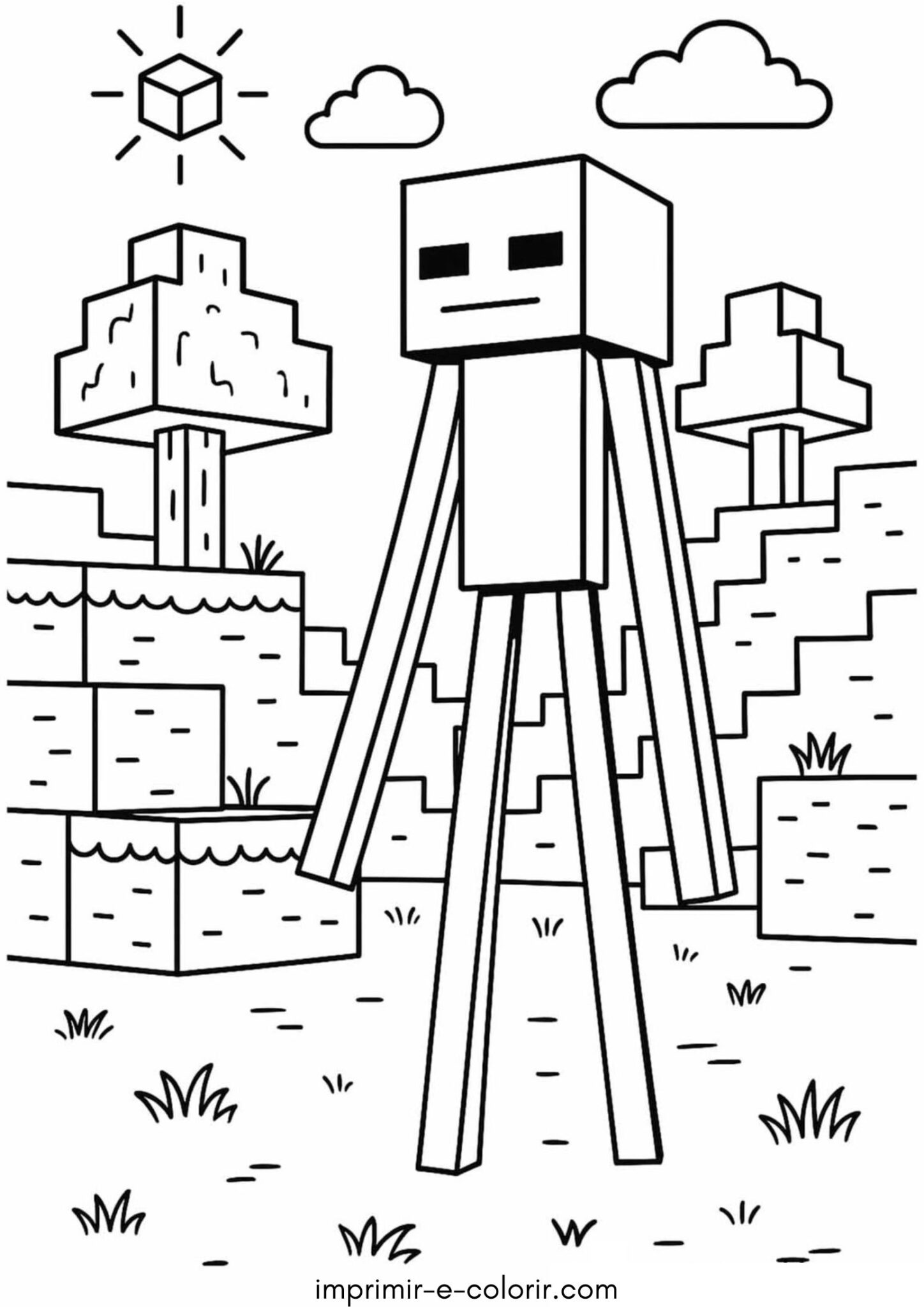 Desenho de Enderman (Minecraft) para colorir e imprimir