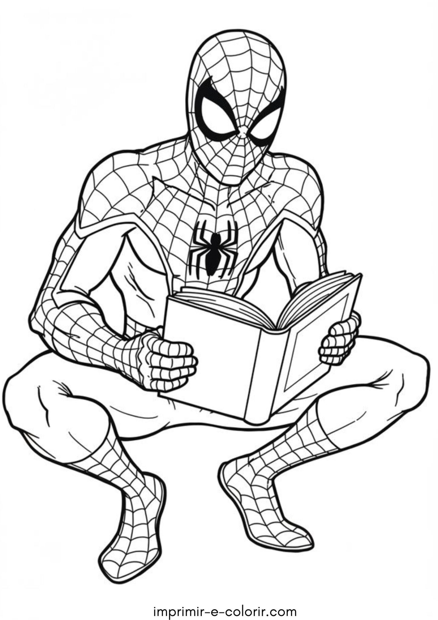 Desenho de Homem-Aranha com um livro