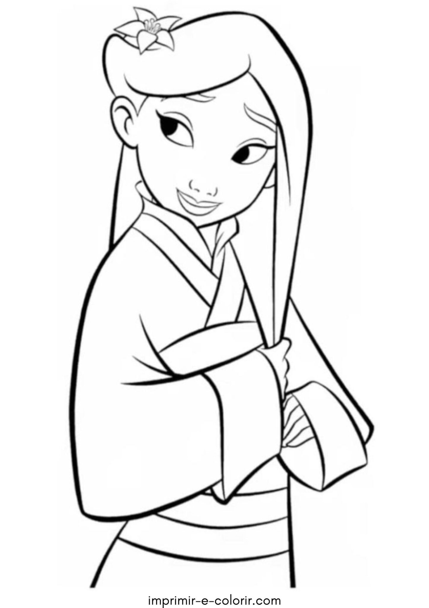 Desenho de Mulan para colorir e imprimir