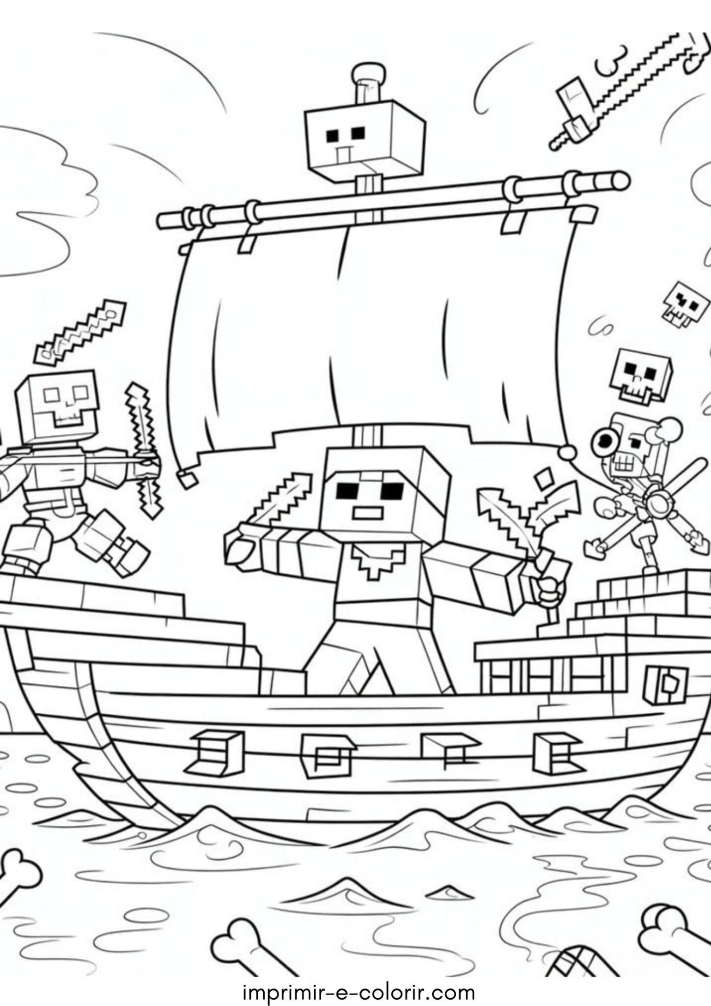 Desenho de Navio Pirata (Minecraft)