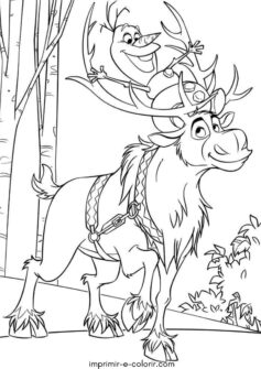 Olaf montado no Sven (Frozen)