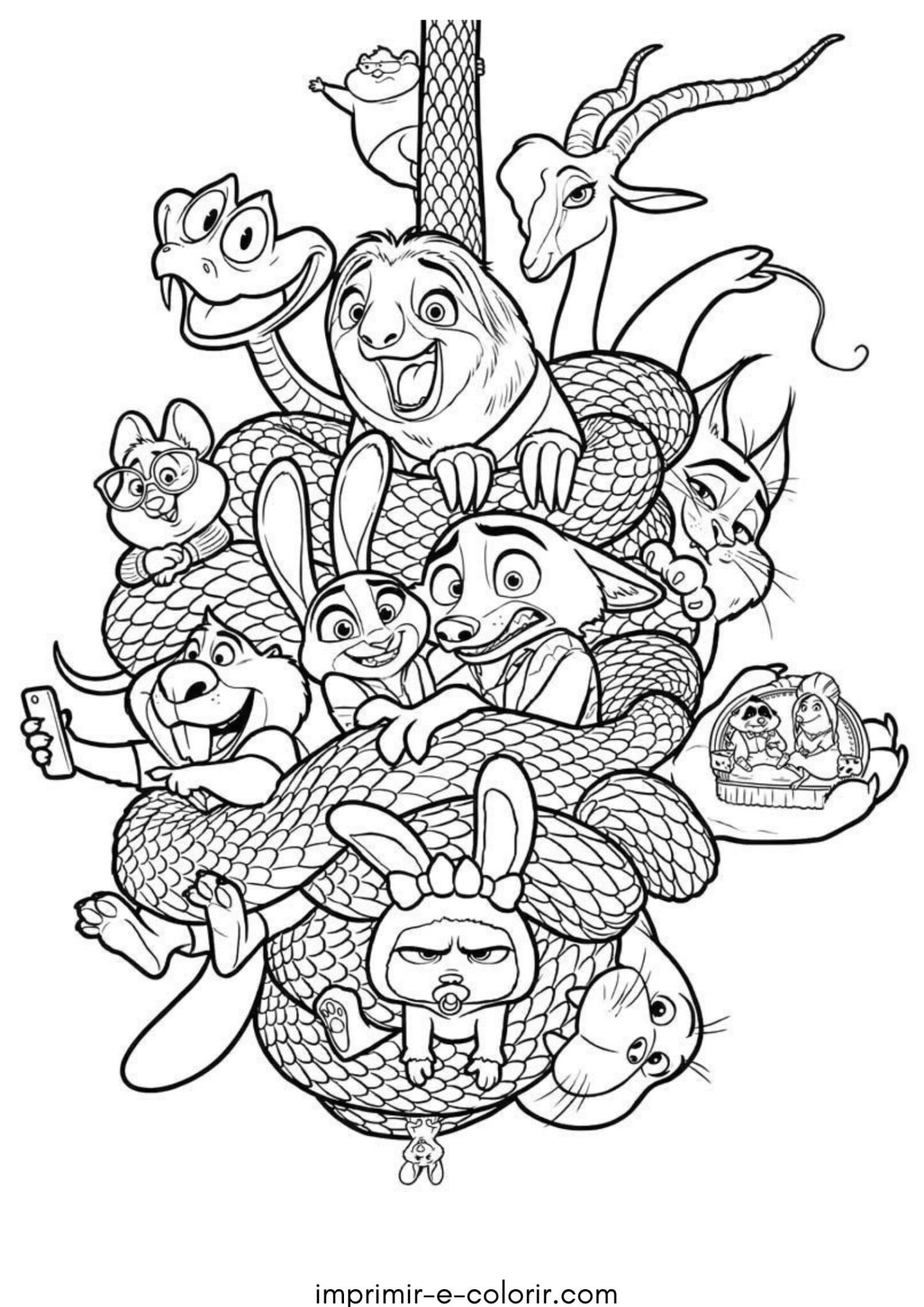 Desenho de Personagens do filme Zootopia 2