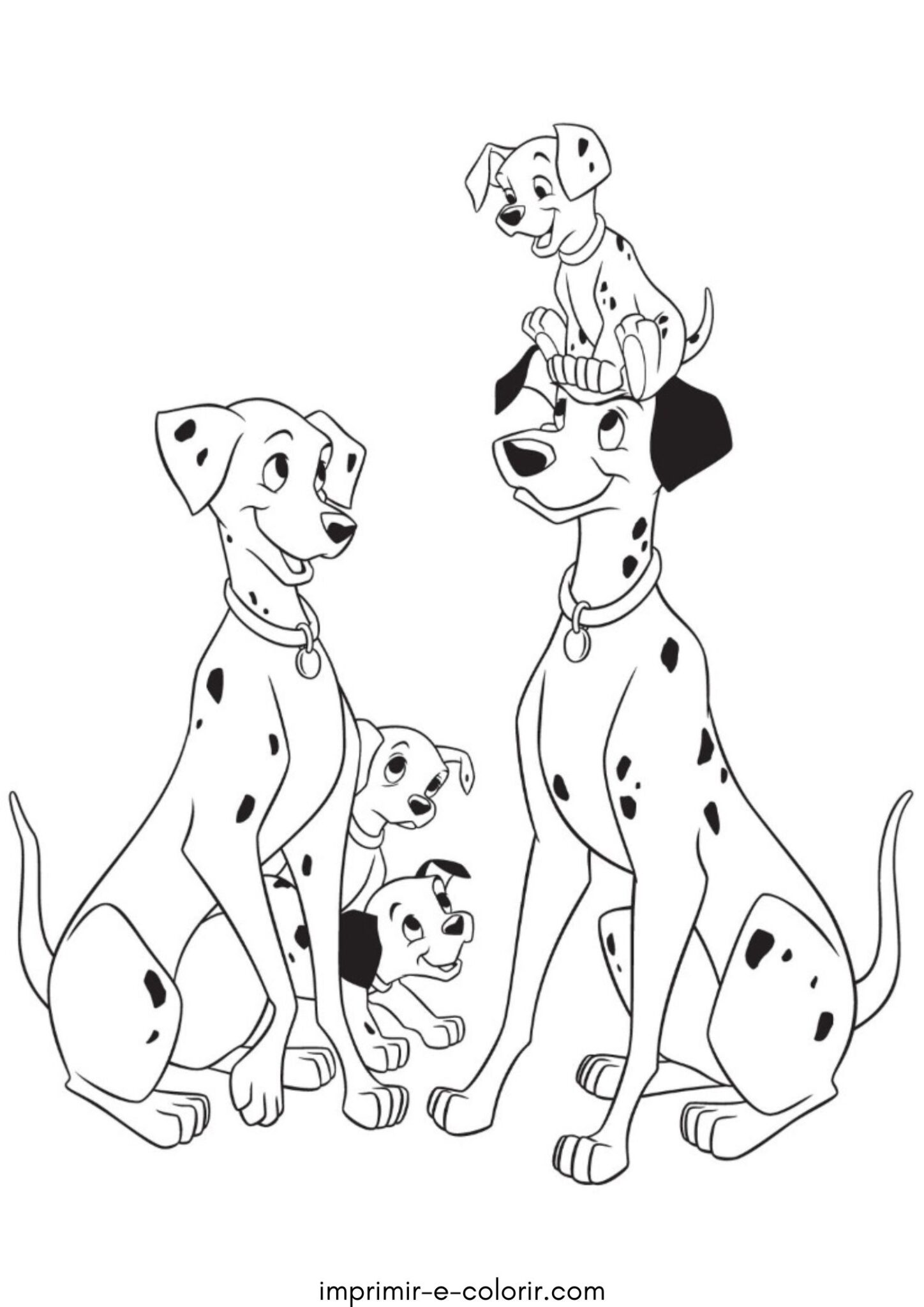 Desenho de Pongo, Prenda e filhotes para colorir e imprimir