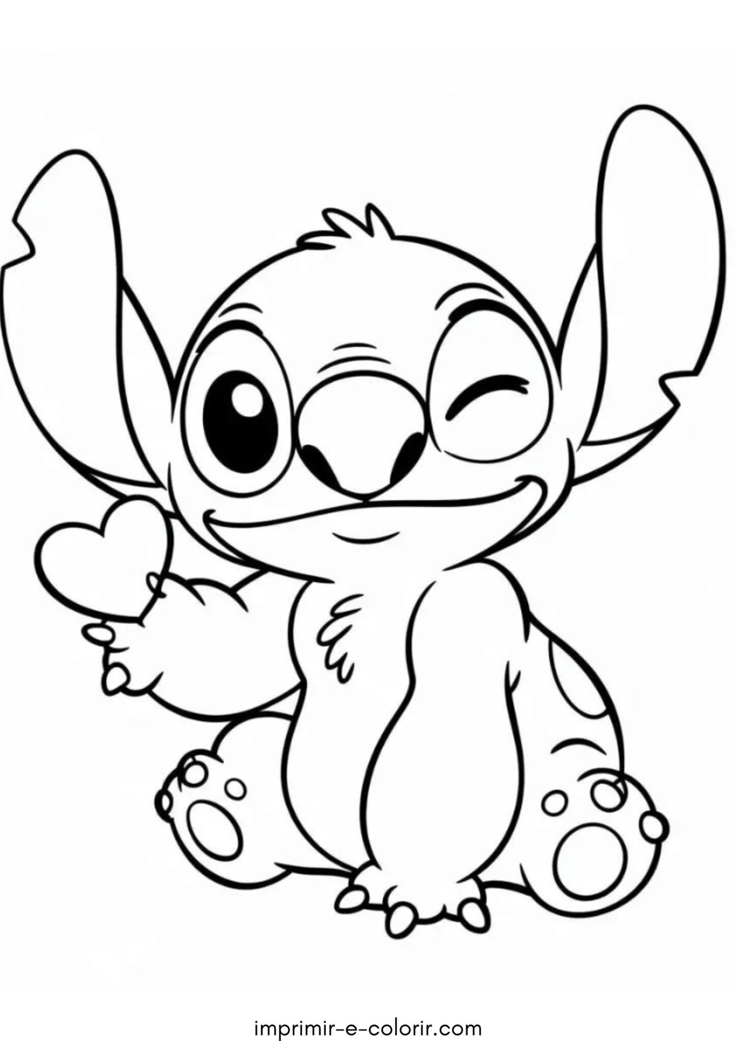 Desenho de Stitch com cartão de Dia dos Namorados