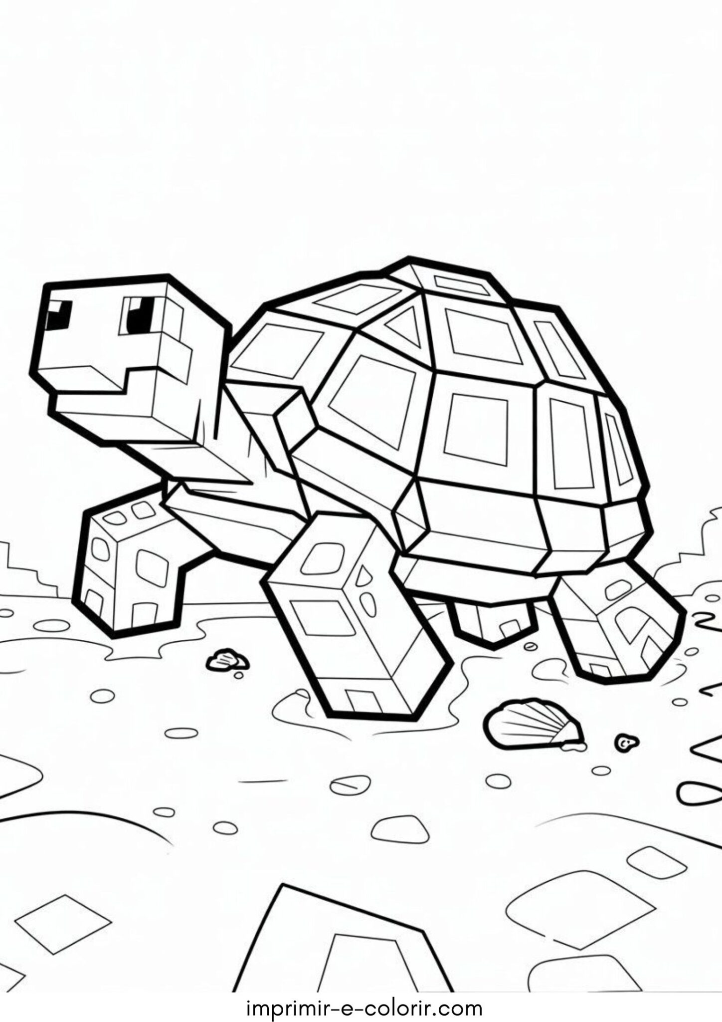 Desenho de Tartaruga do Minecraft para colorir e imprimir