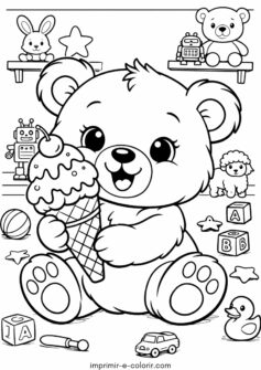 Urso de pelúcia com sorvete