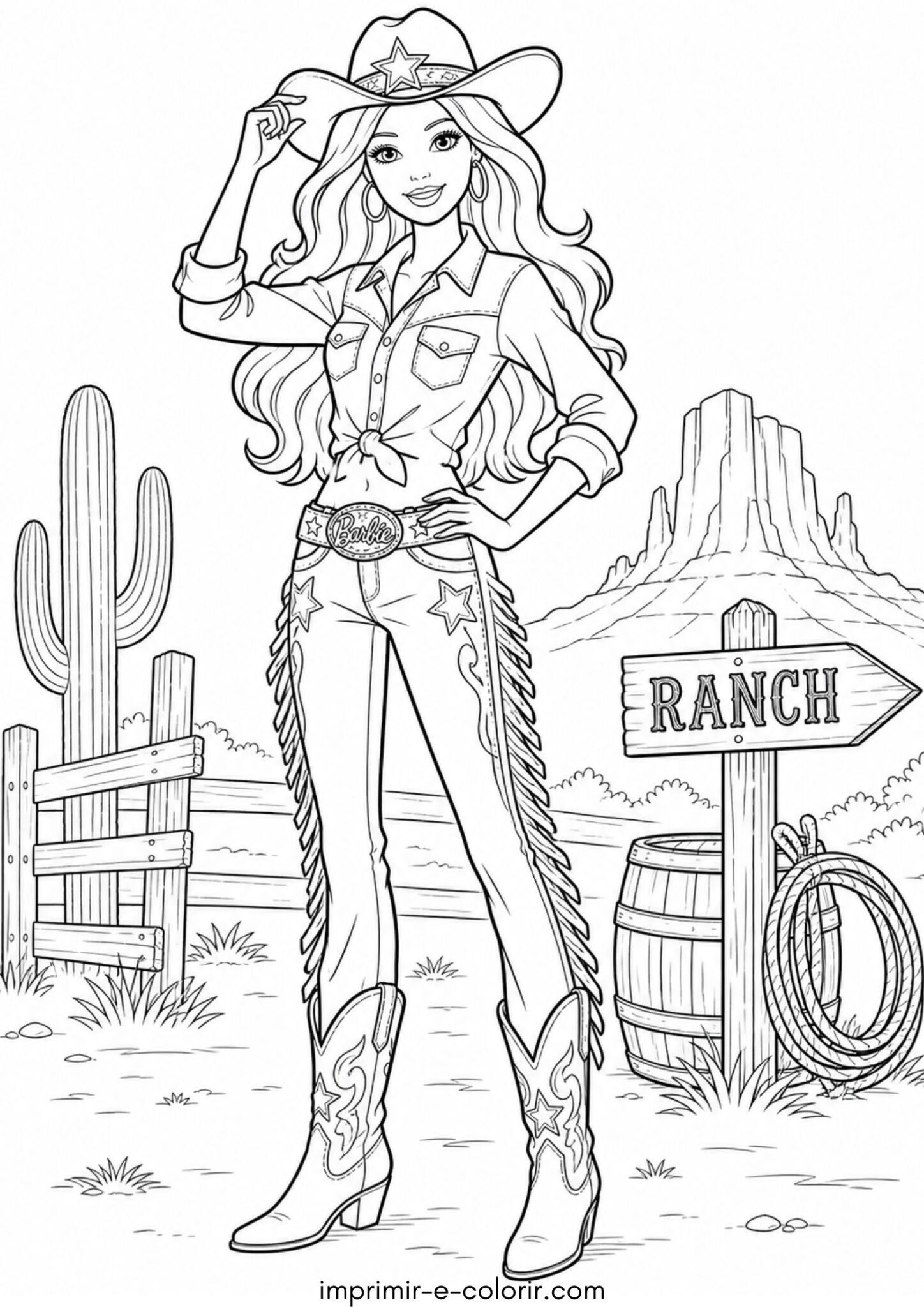 Desenho de Barbie caubói