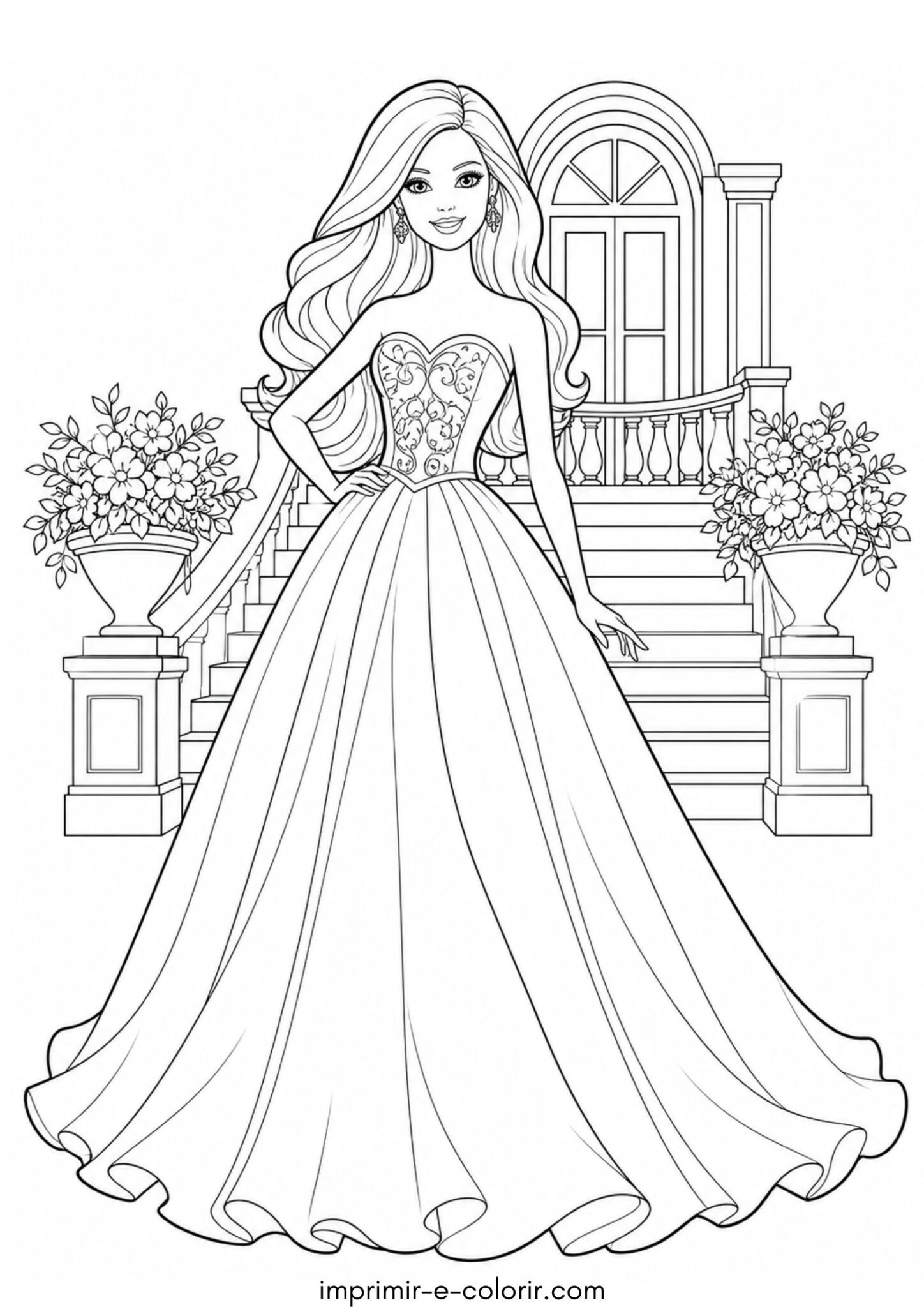 Desenho de Barbie de vestido