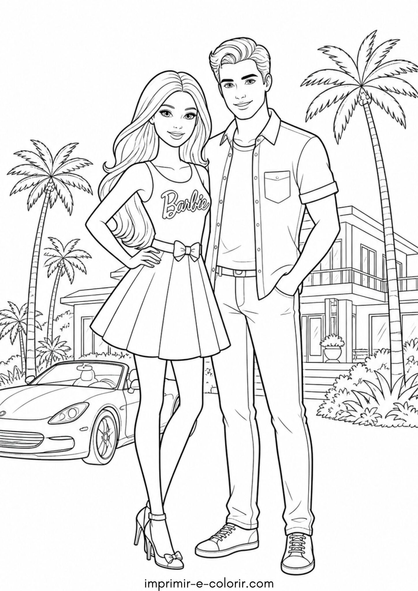 Desenho de Barbie e Ken