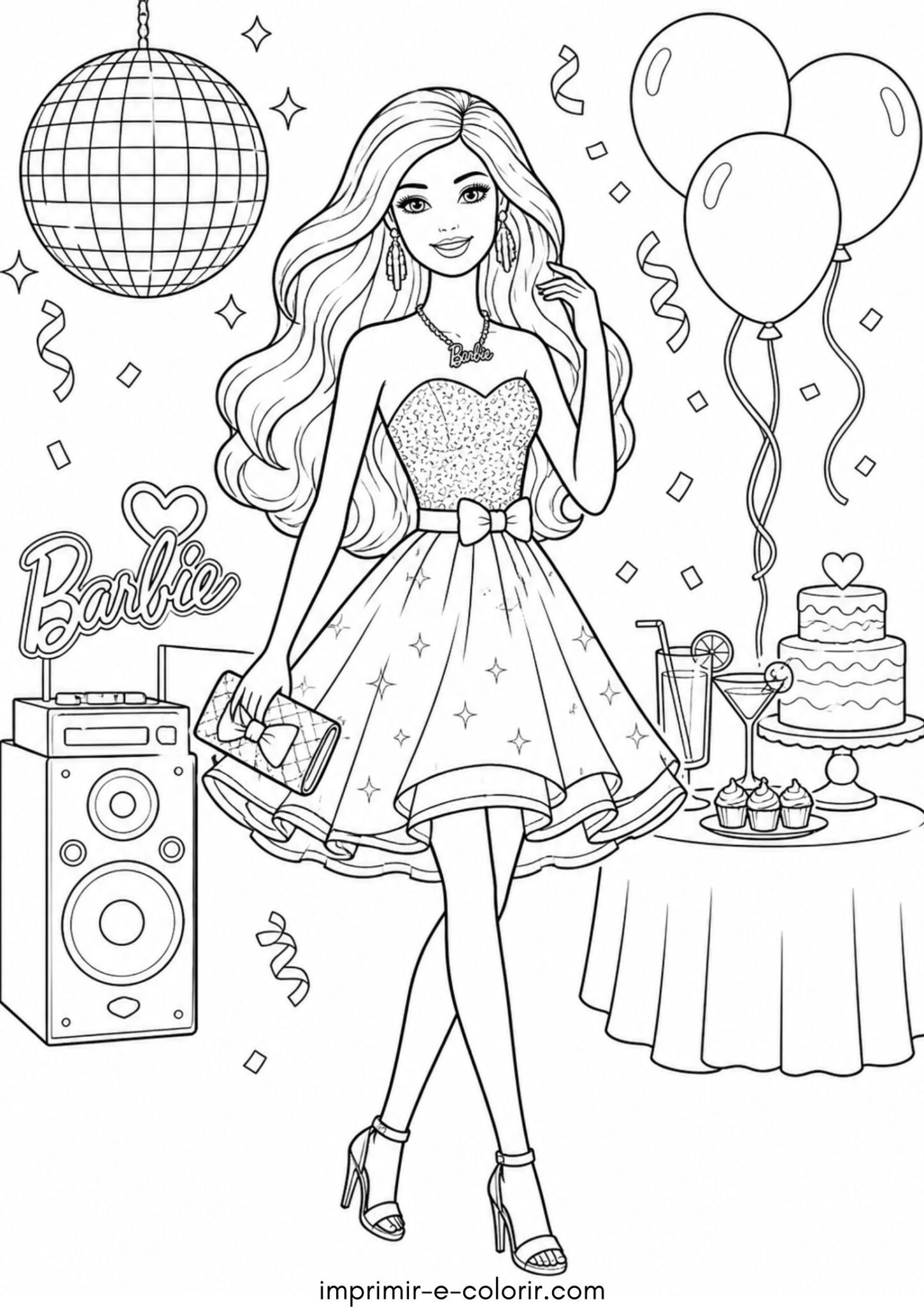 Desenho de Barbie em uma festa