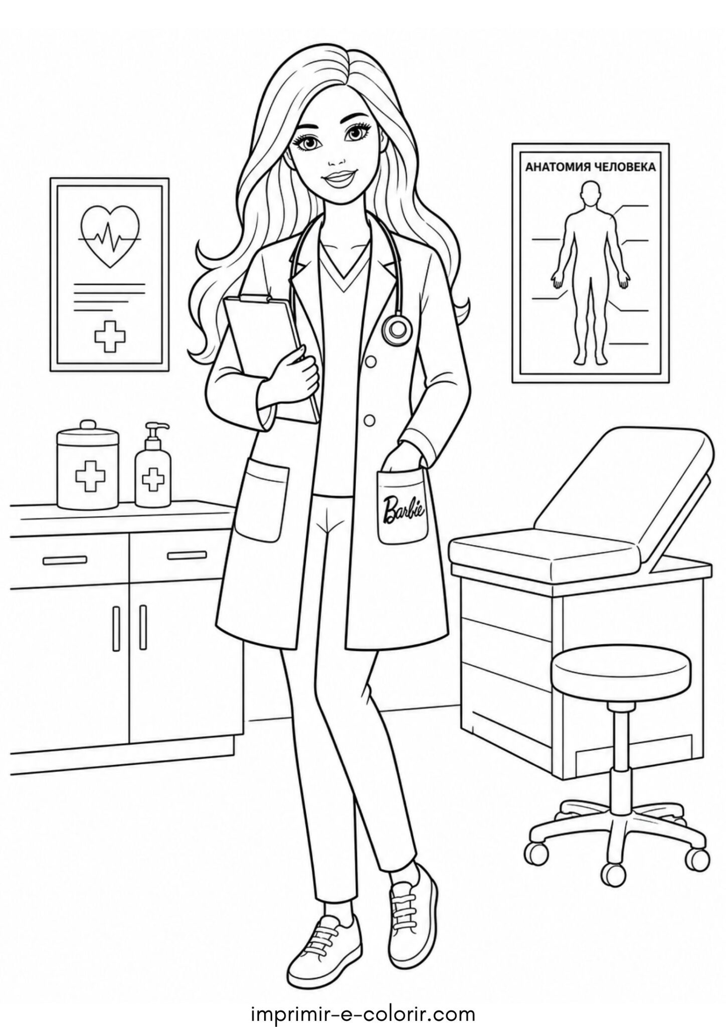 Desenho de Barbie médica