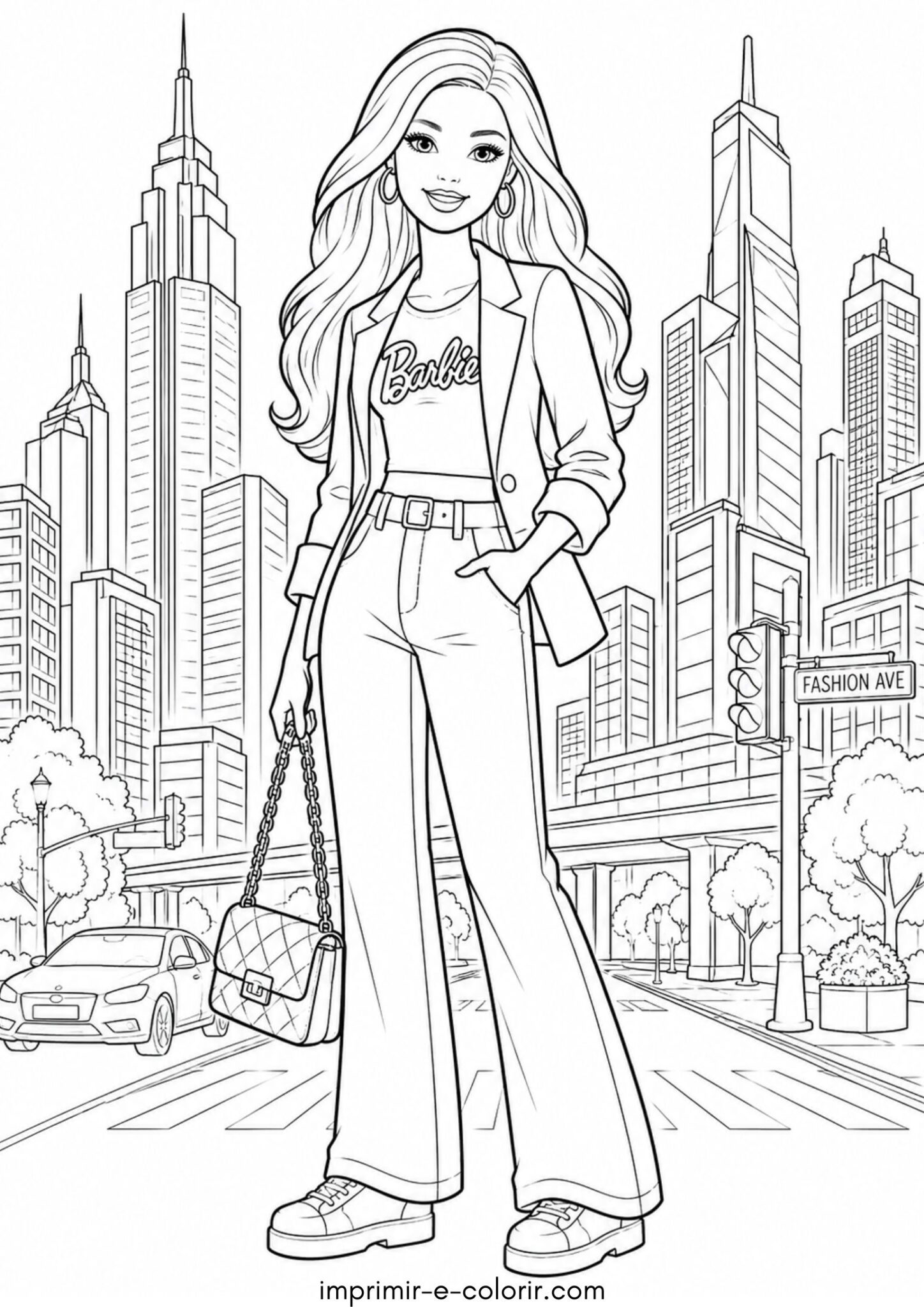Desenho de Barbie na cidade grande