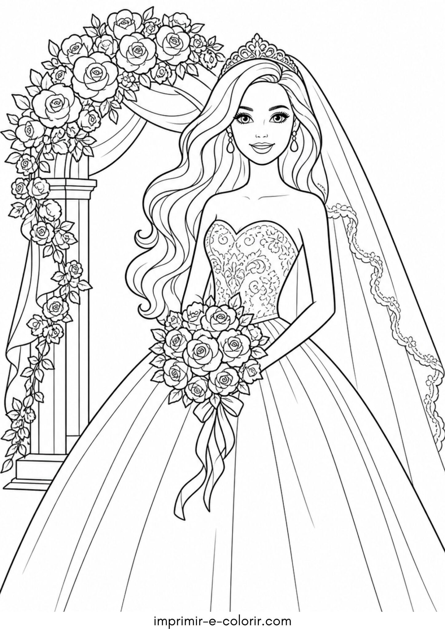 Desenho de Barbie noiva