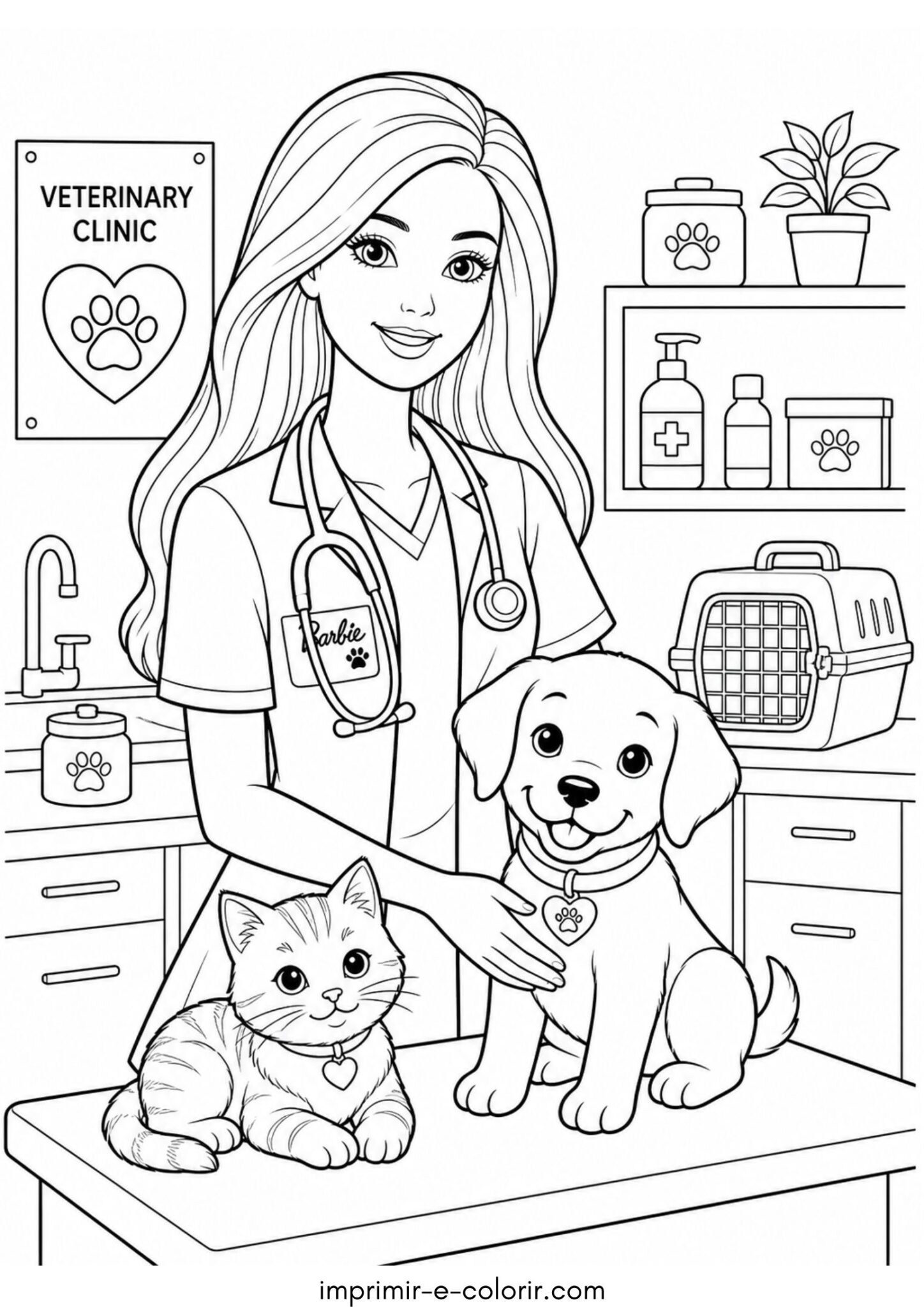 Desenho de Barbie veterinária