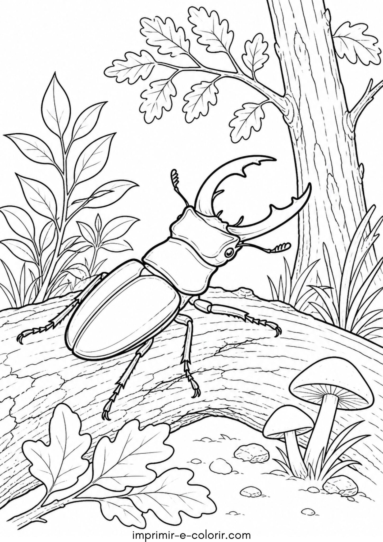 Desenho de Besouro na floresta