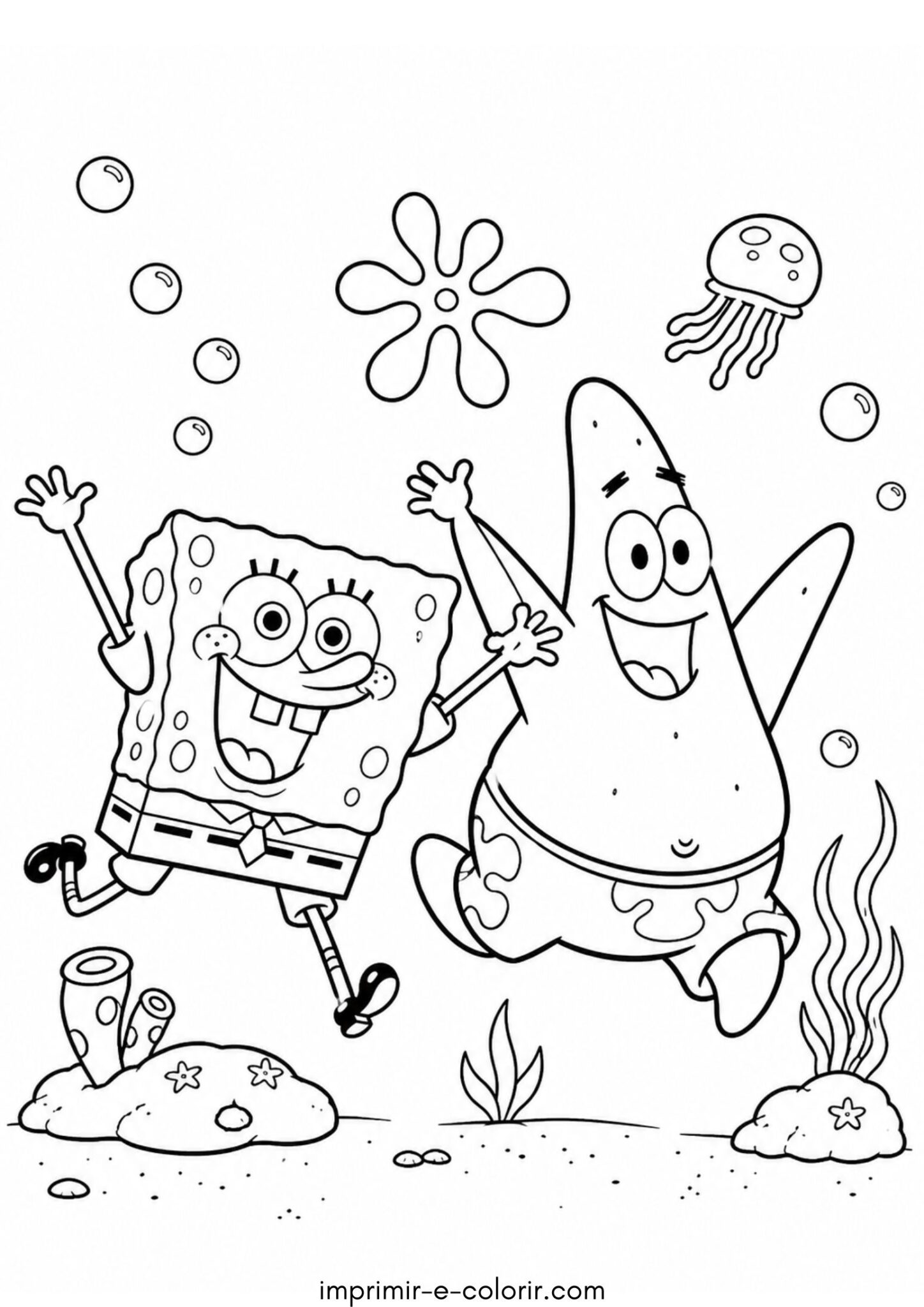Desenho de Bob Esponja e Patrick