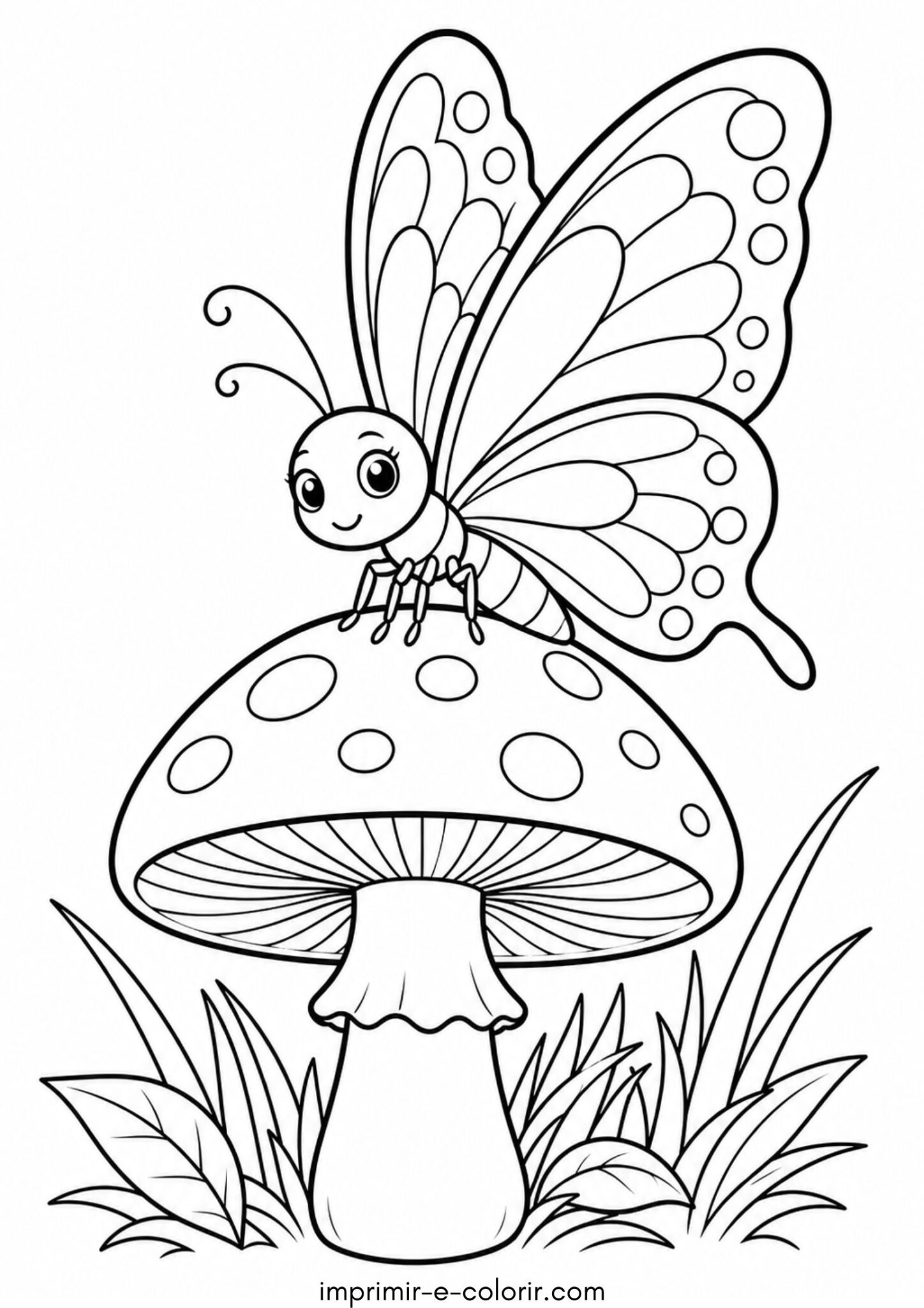 Desenho de Borboleta no cogumelo