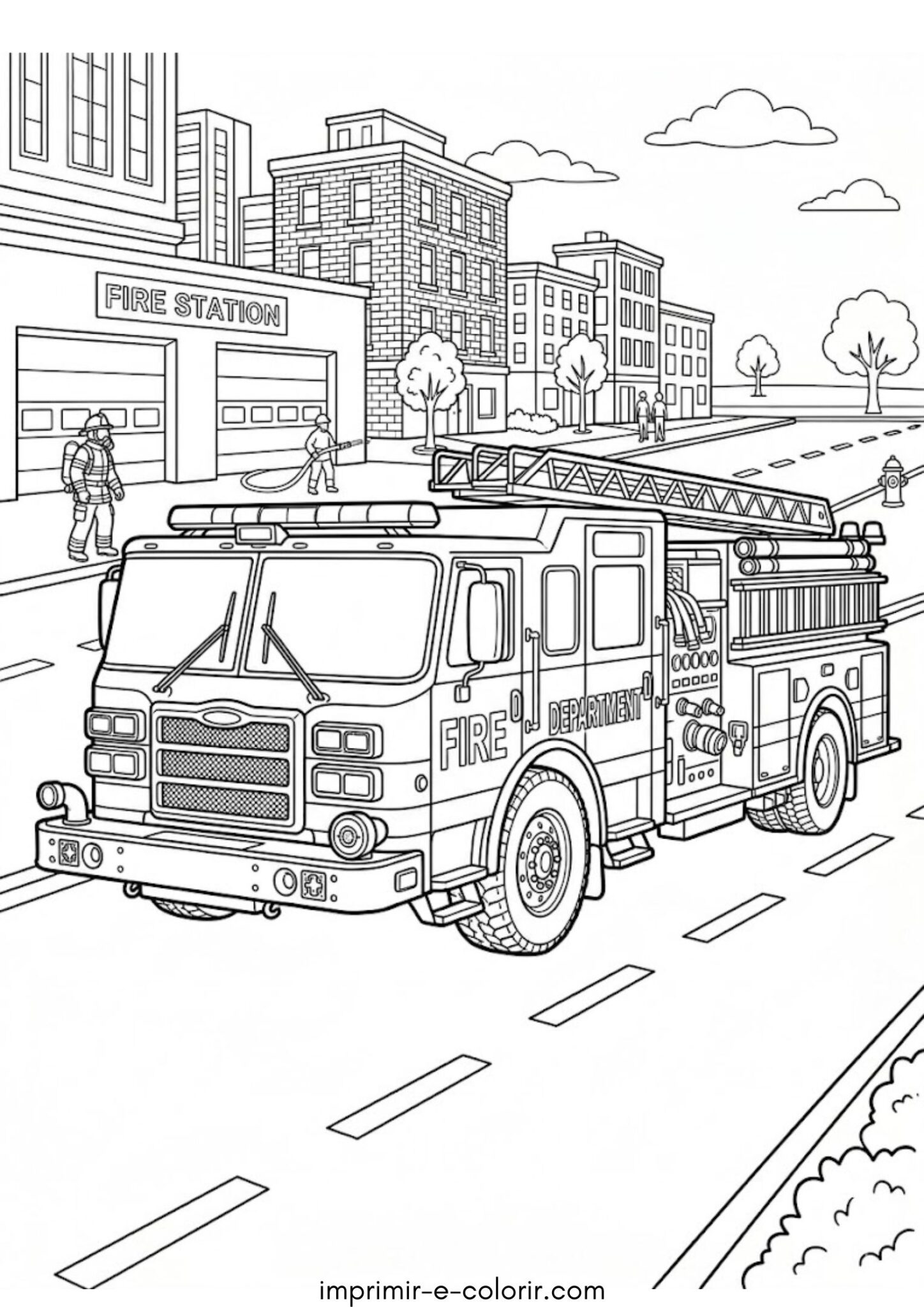 Desenho de Caminhão de bombeiro