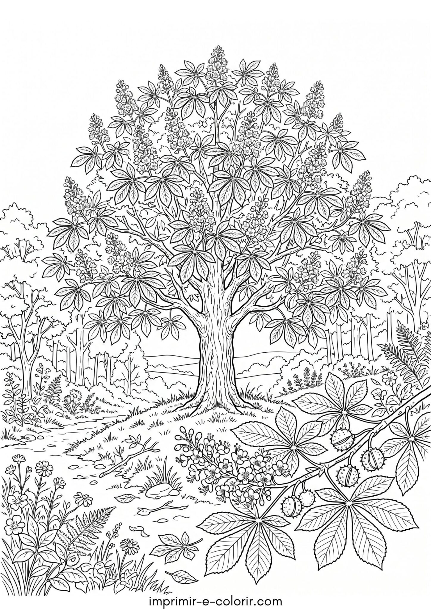 Desenho de Castanheiro para colorir e imprimir