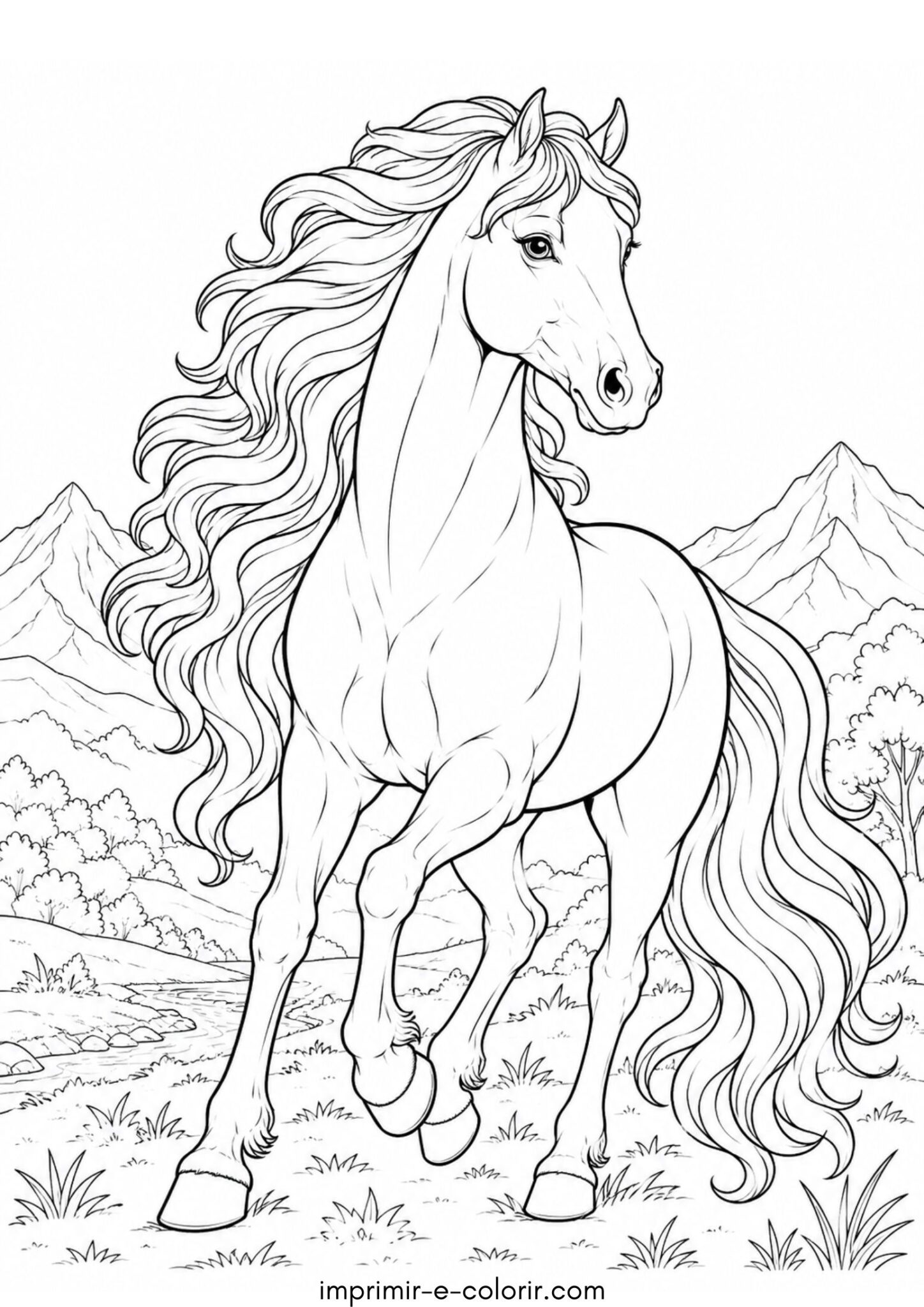 Desenho de Cavalo com crina luxuosa