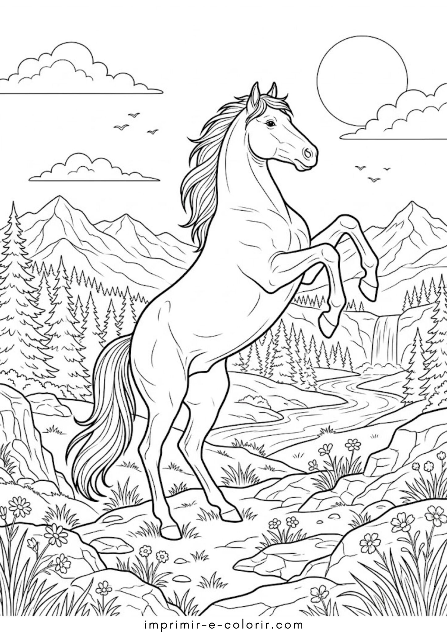 Desenho de Cavalo magnífico empinado