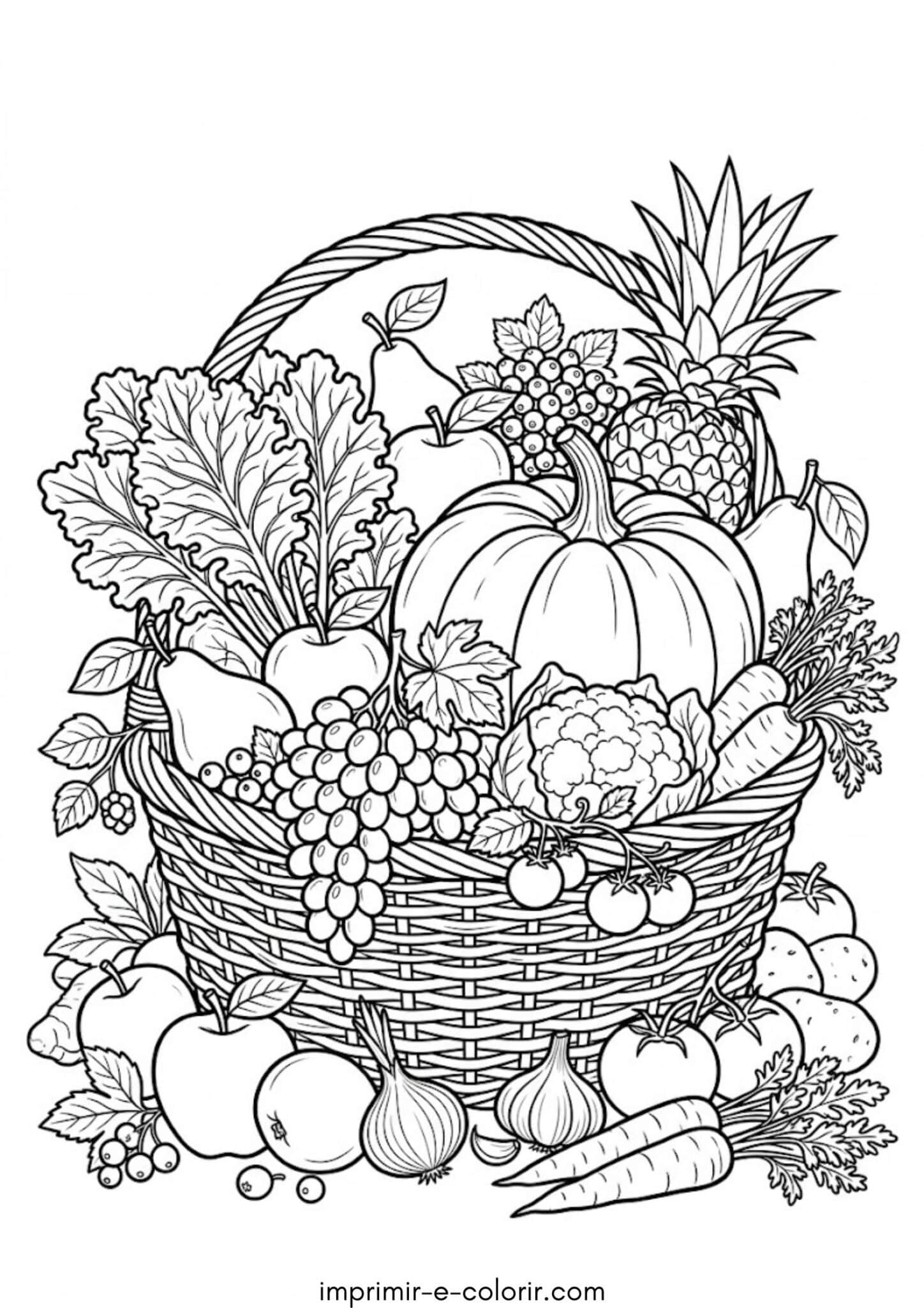 Desenho de Cesta de frutas e legumes