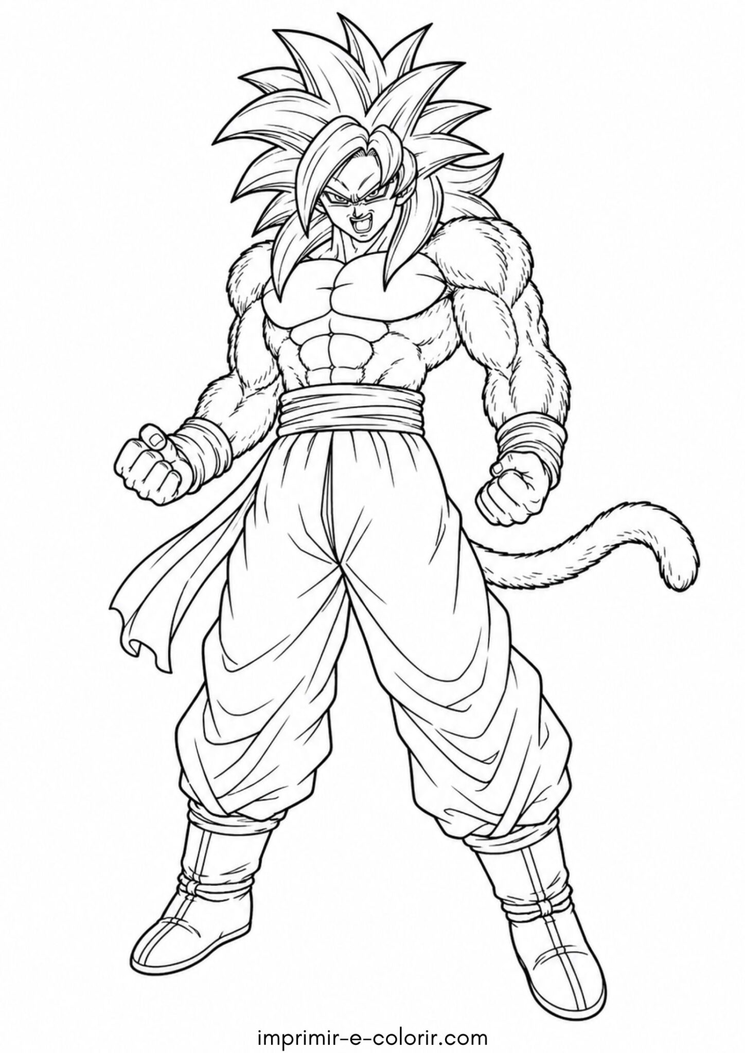 Desenho de Goku SSJ4 para colorir e imprimir Desenho de Goku SSJ4 para colorir e imprimir