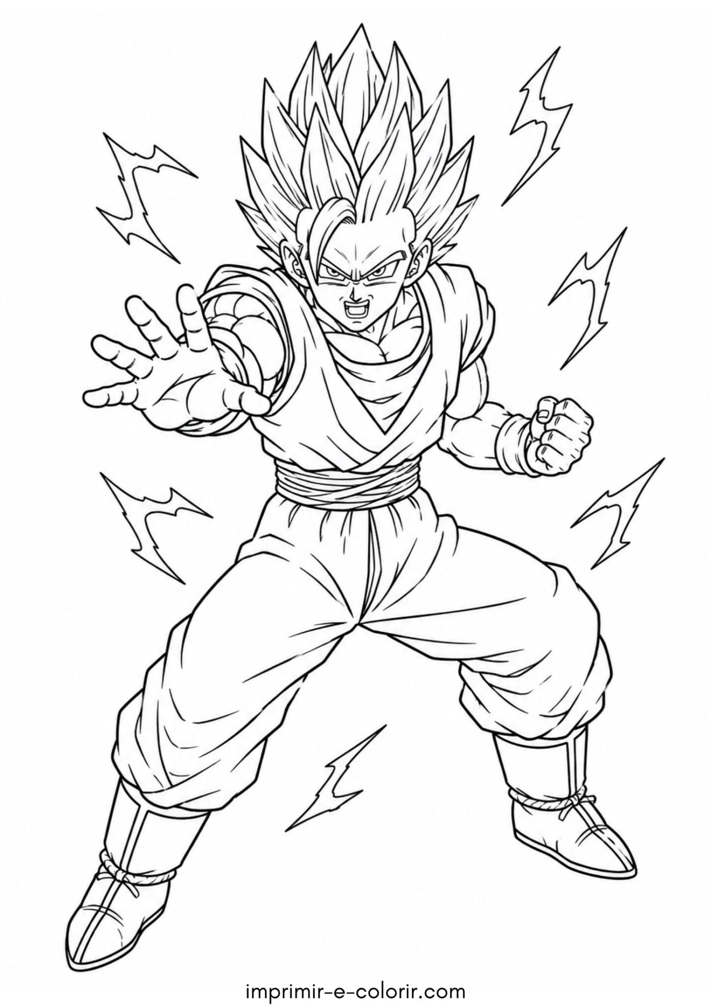 Desenho de Goku Super Saiyan 2 para colorir e imprimir Desenho de Goku Super Saiyan 2 para colorir e imprimir