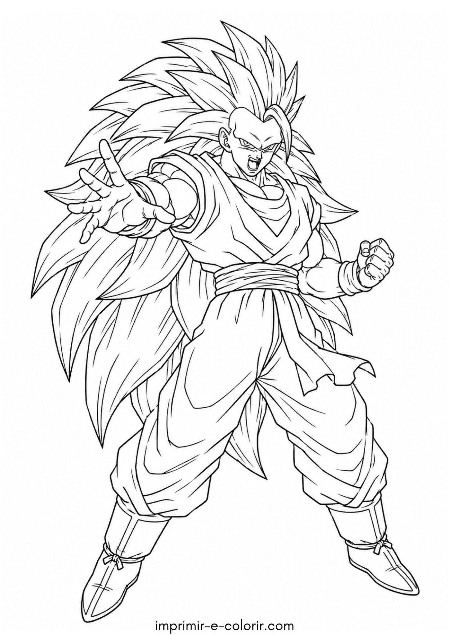 Desenho de Goku Super Saiyan 3 para colorir e imprimir Desenho de Goku Super Saiyan 3 para colorir e imprimir