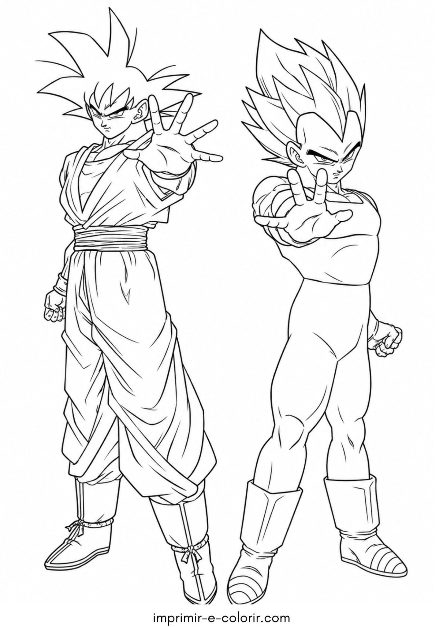 Desenho de Goku e Vegeta para colorir e imprimir Desenho de Goku e Vegeta para colorir e imprimir