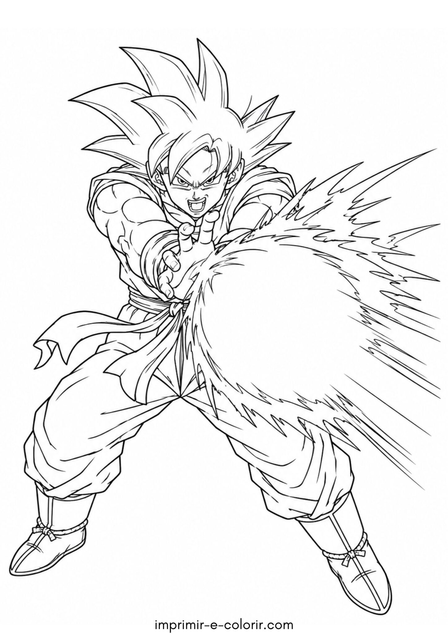 Desenho de Goku soltando o Kamehameha
