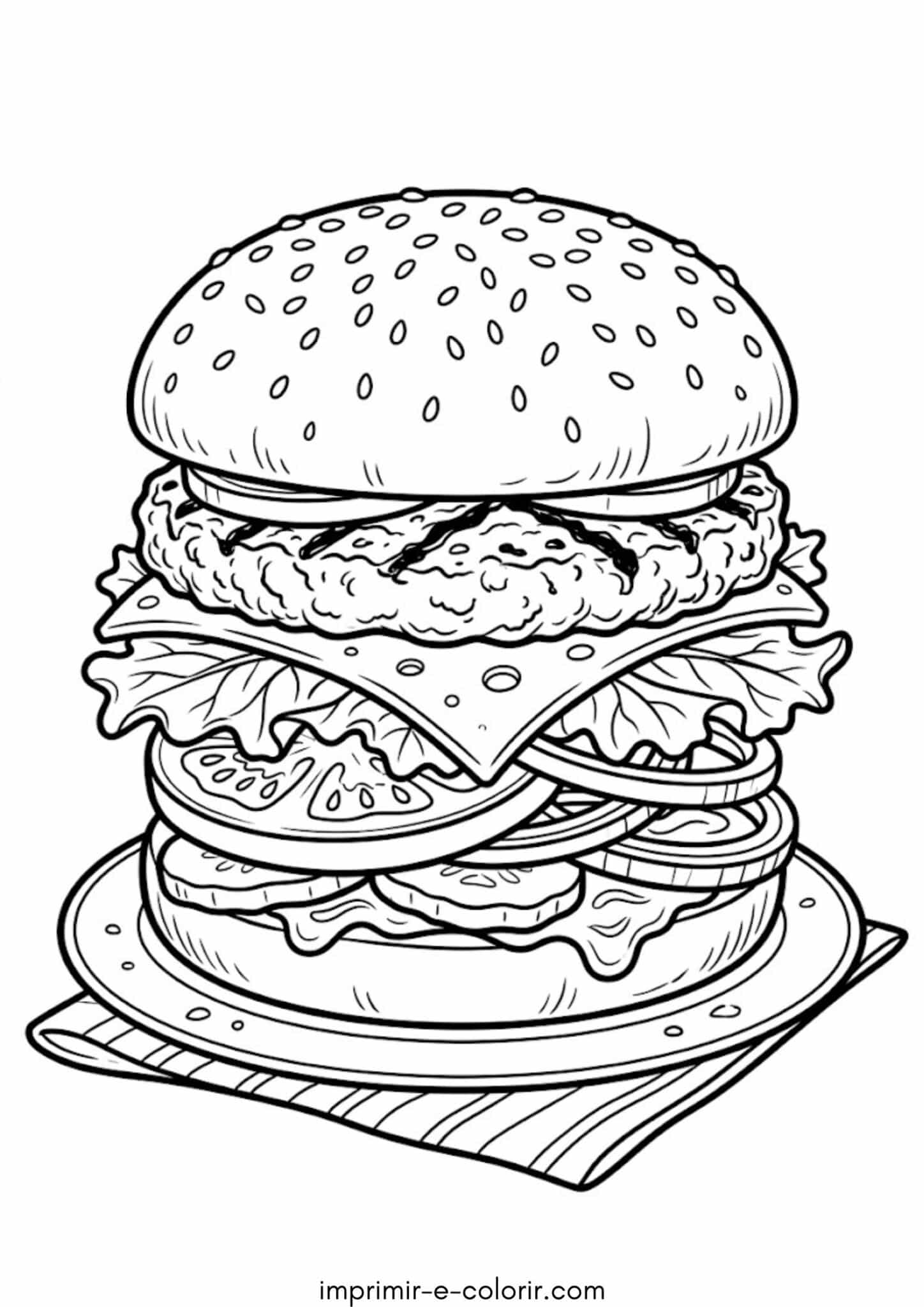 Desenho de Hambúrguer para colorir e imprimir Desenho de Hambúrguer para colorir e imprimir