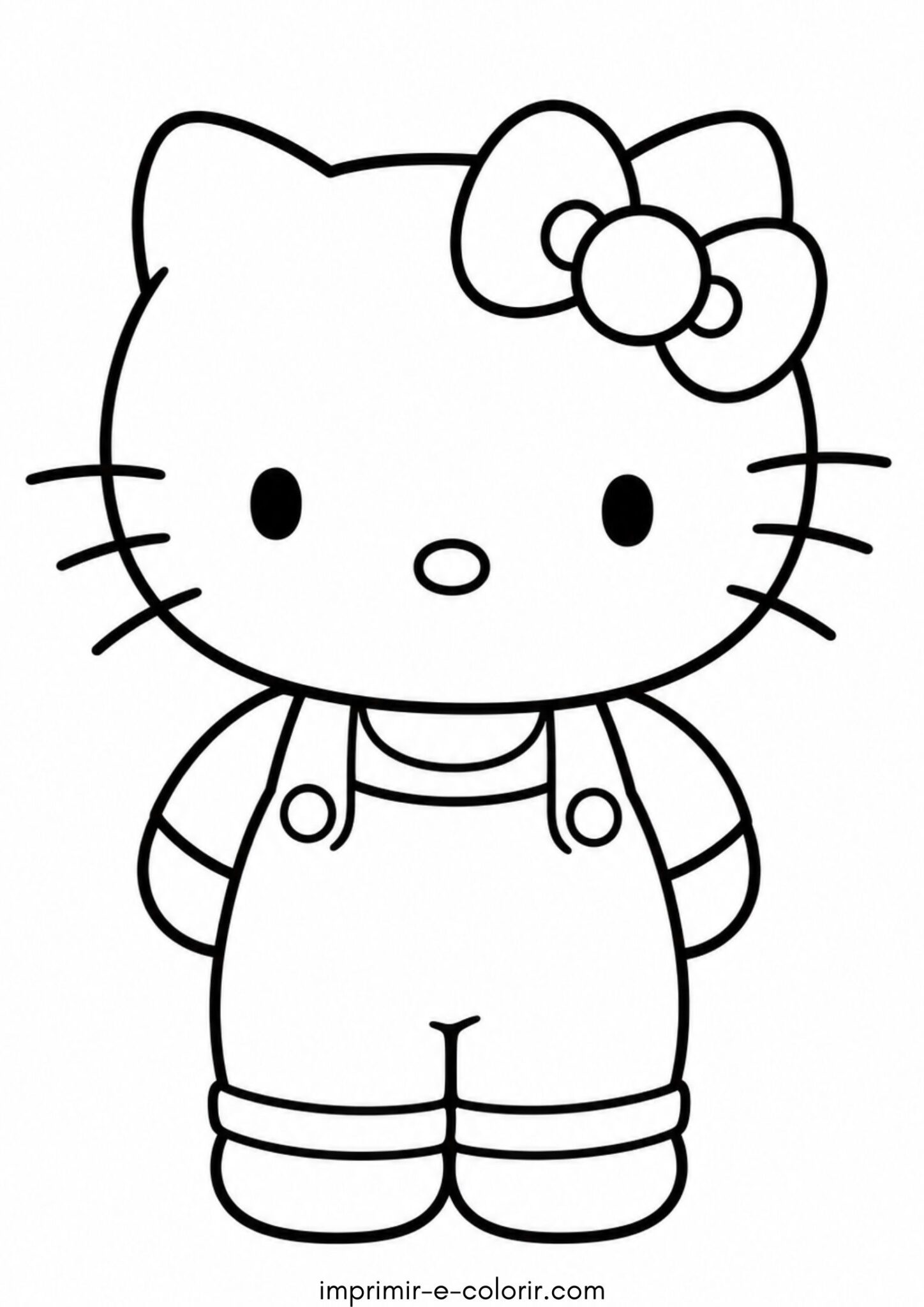 Desenho de Hello Kitty de macacão para colorir e imprimir