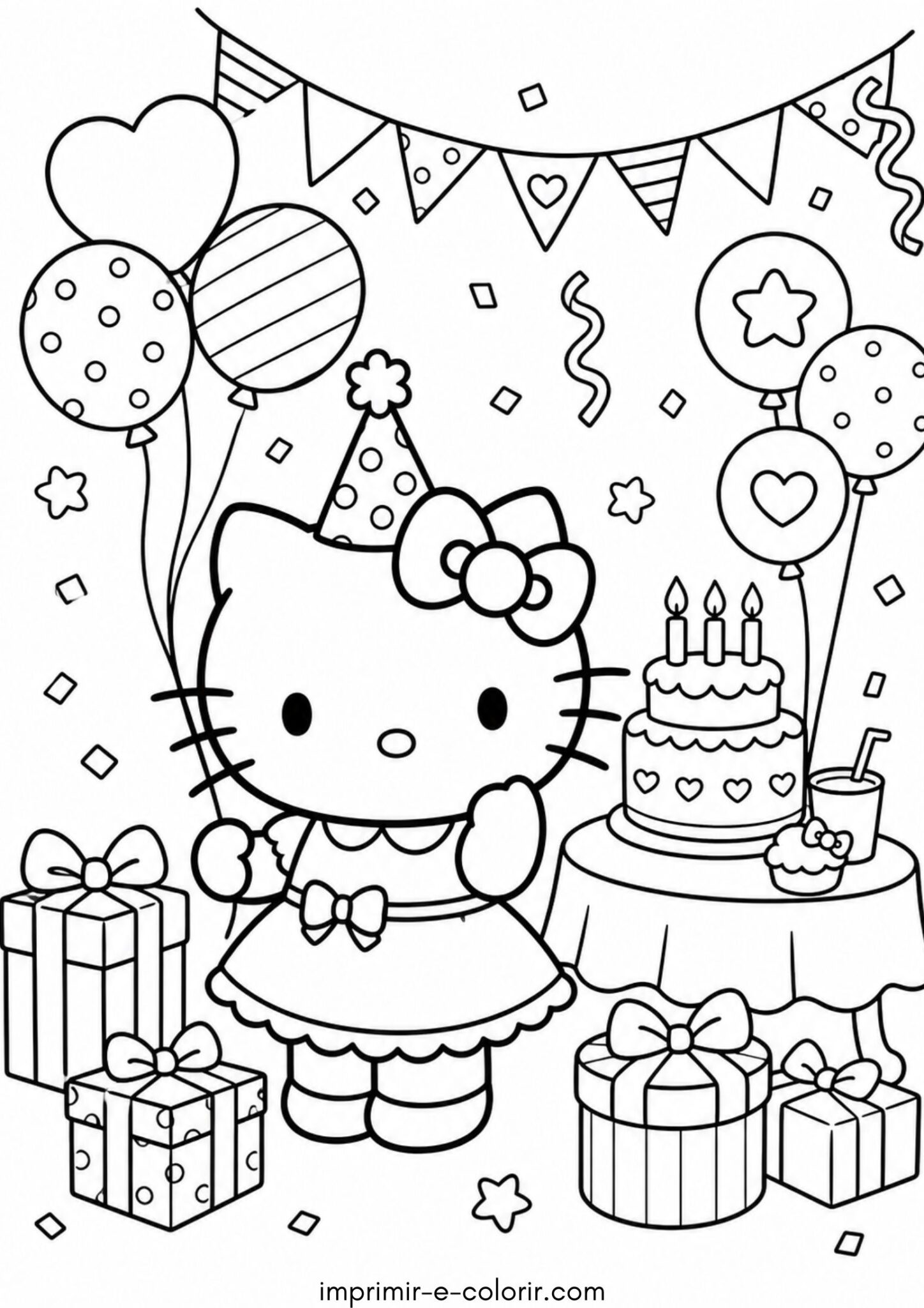 Desenho de Hello Kitty em uma festa