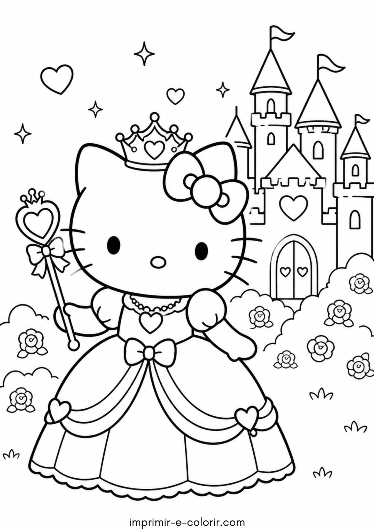 Desenho de Hello Kitty princesa para colorir e imprimir