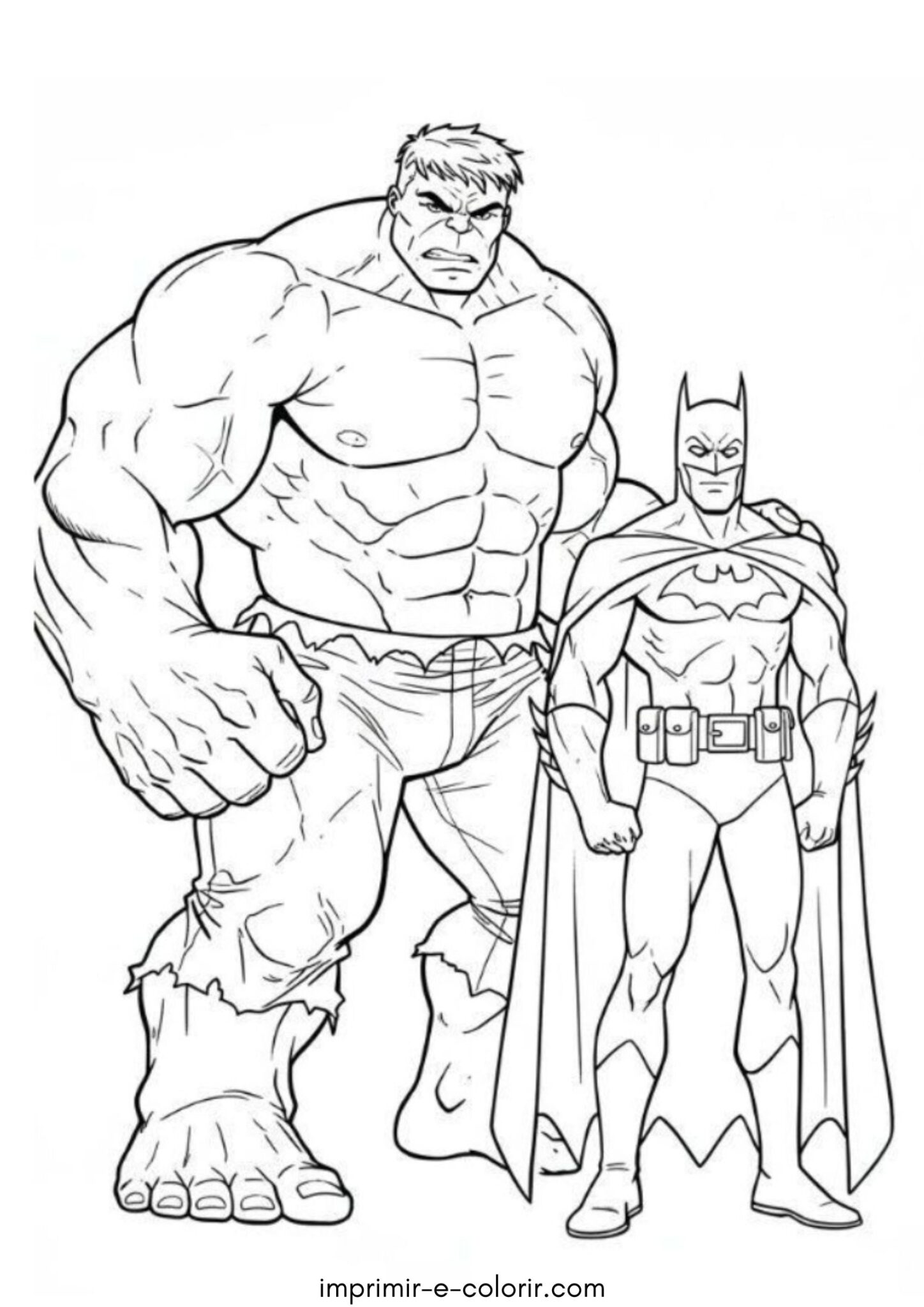 Desenho de Hulk e Batman para imprimir e colorir ou baixar grátis para as crianças Desenho de Hulk e Batman para imprimir e colorir ou baixar grátis para as crianças
