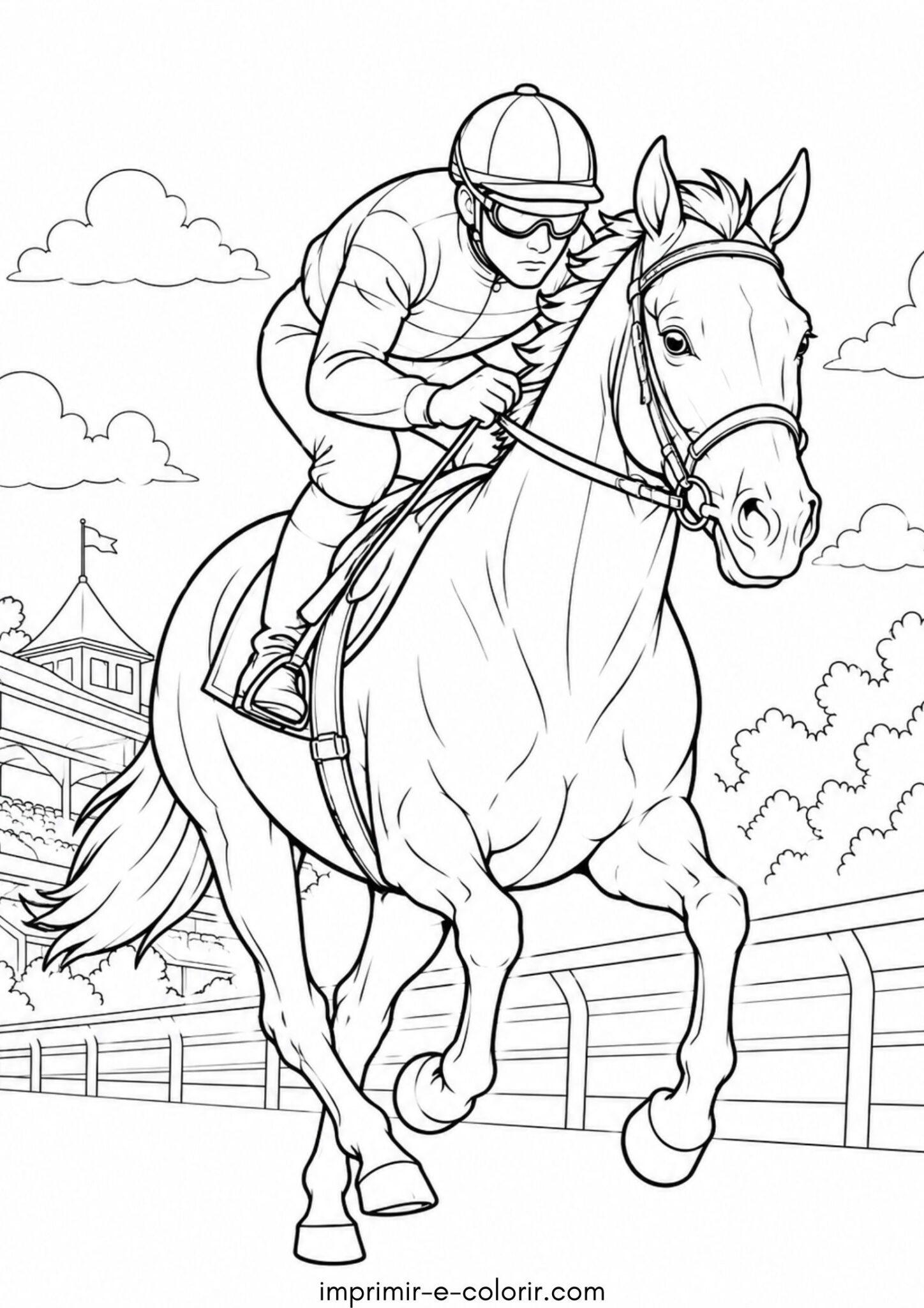 Desenho de Jóquei no cavalo