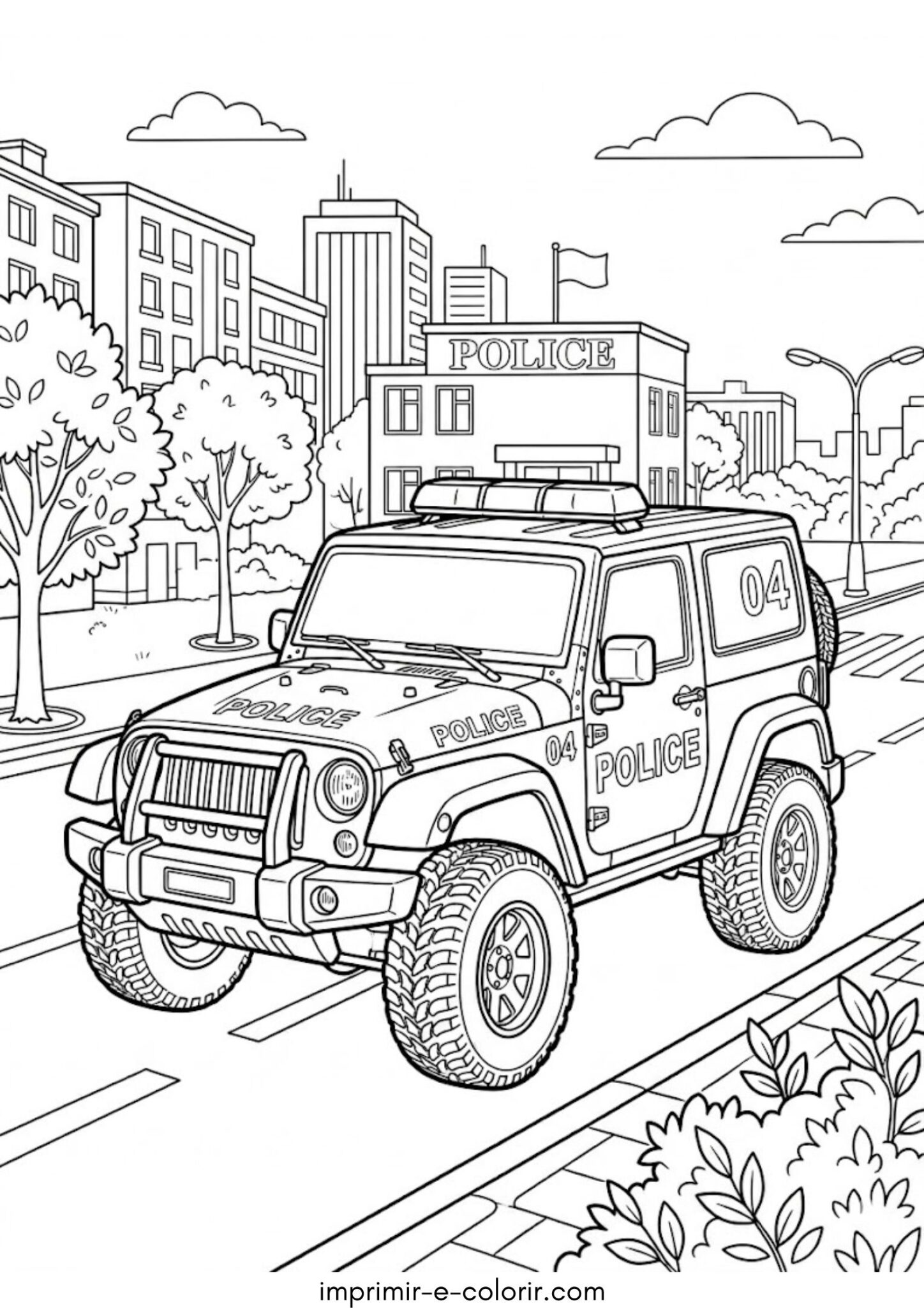 Desenho de Jeep de polícia Desenho de Jeep de polícia