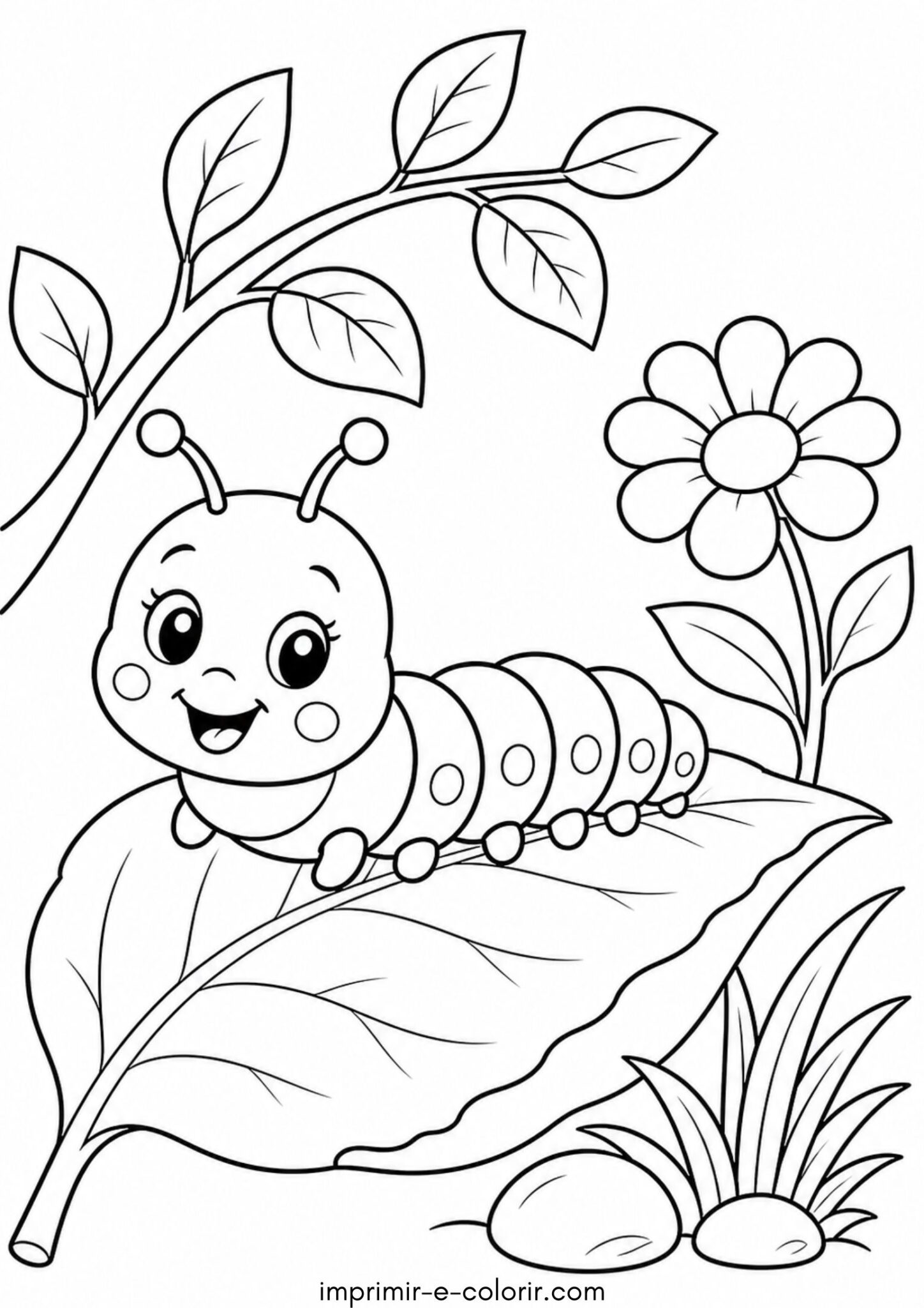 Desenho de Lagarta fofa para bebês para colorir e imprimir