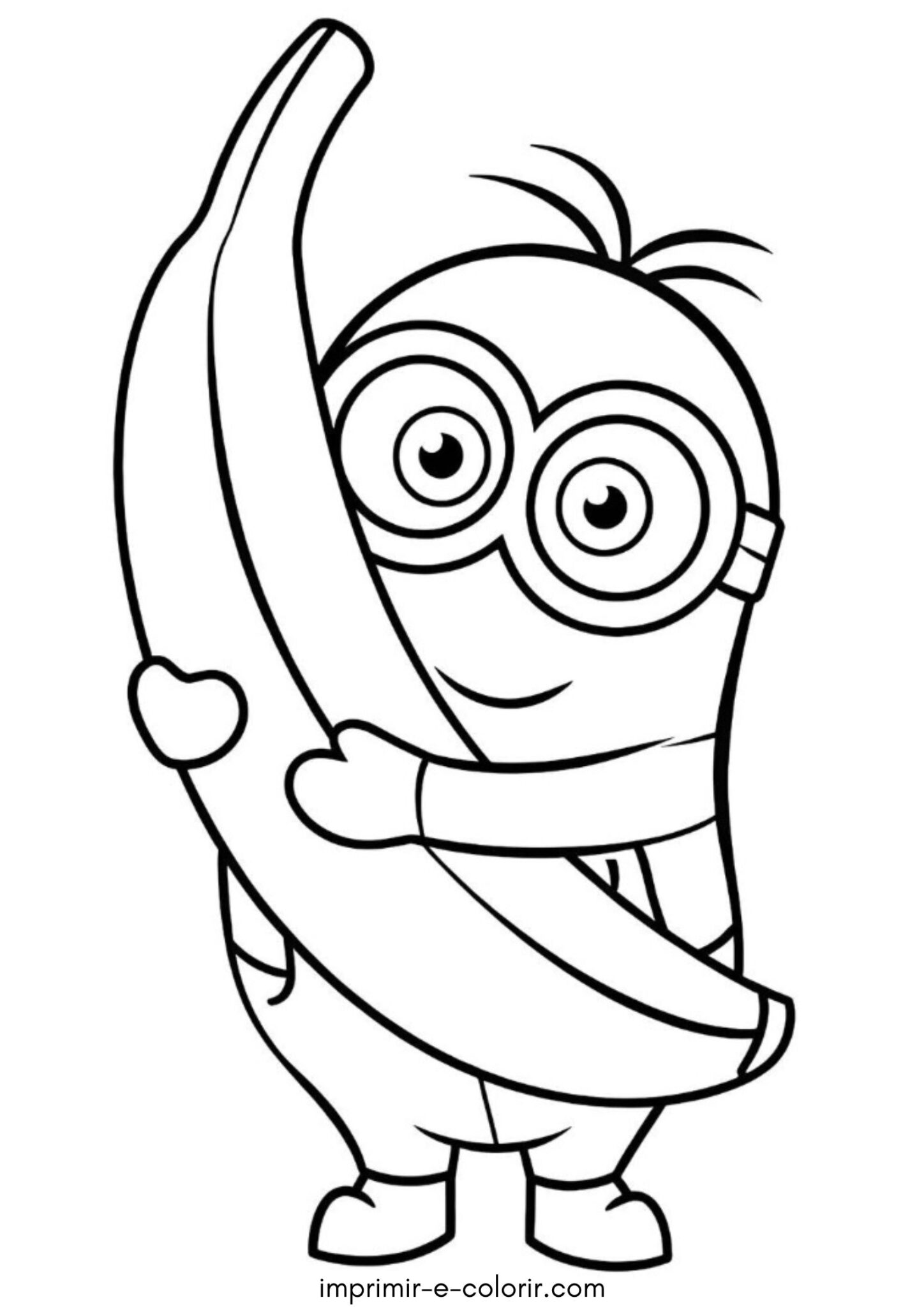 Desenho de Minion com banana para colorir e imprimir