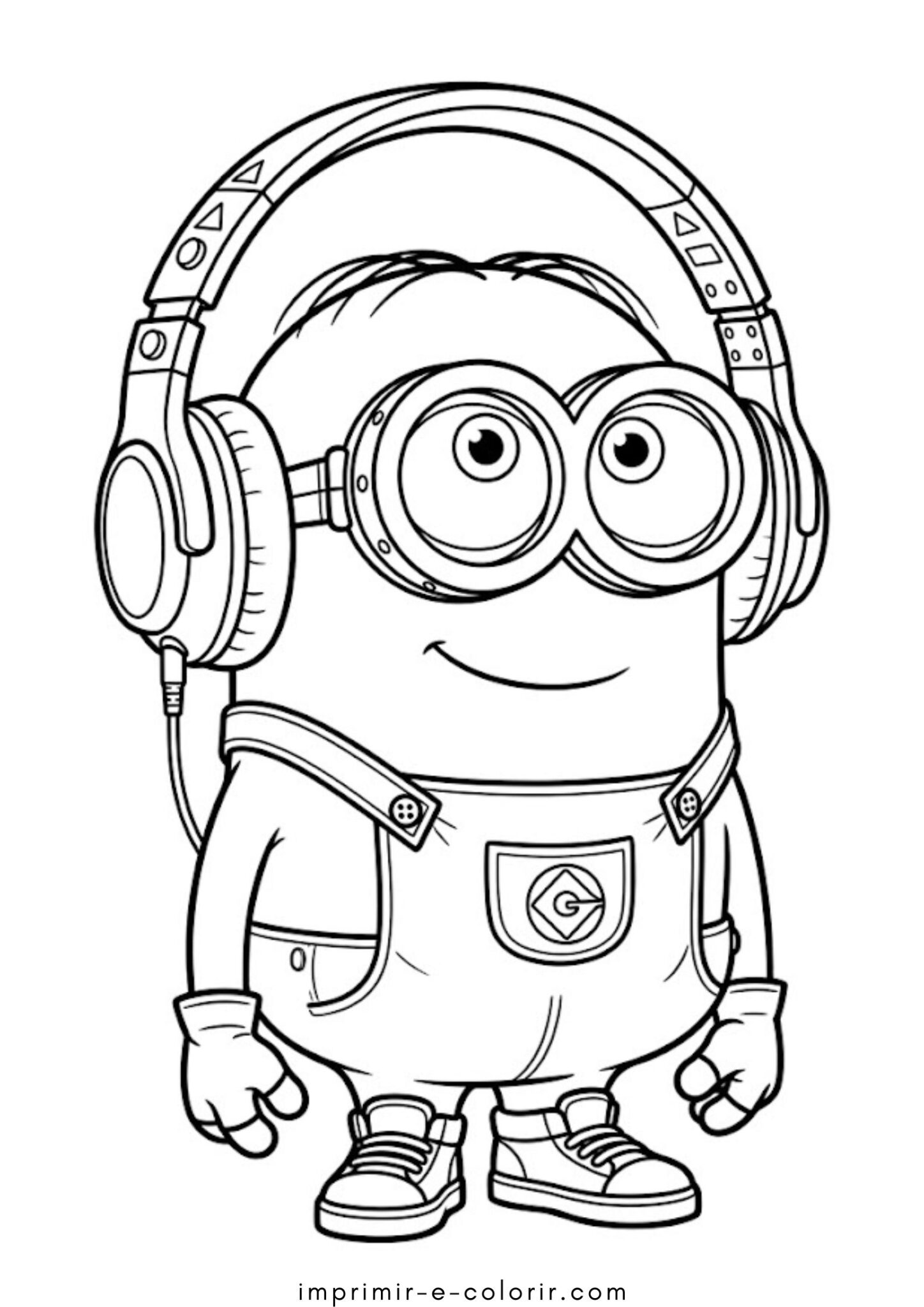 Desenho de Minion com fones de ouvido Desenho de Minion com fones de ouvido