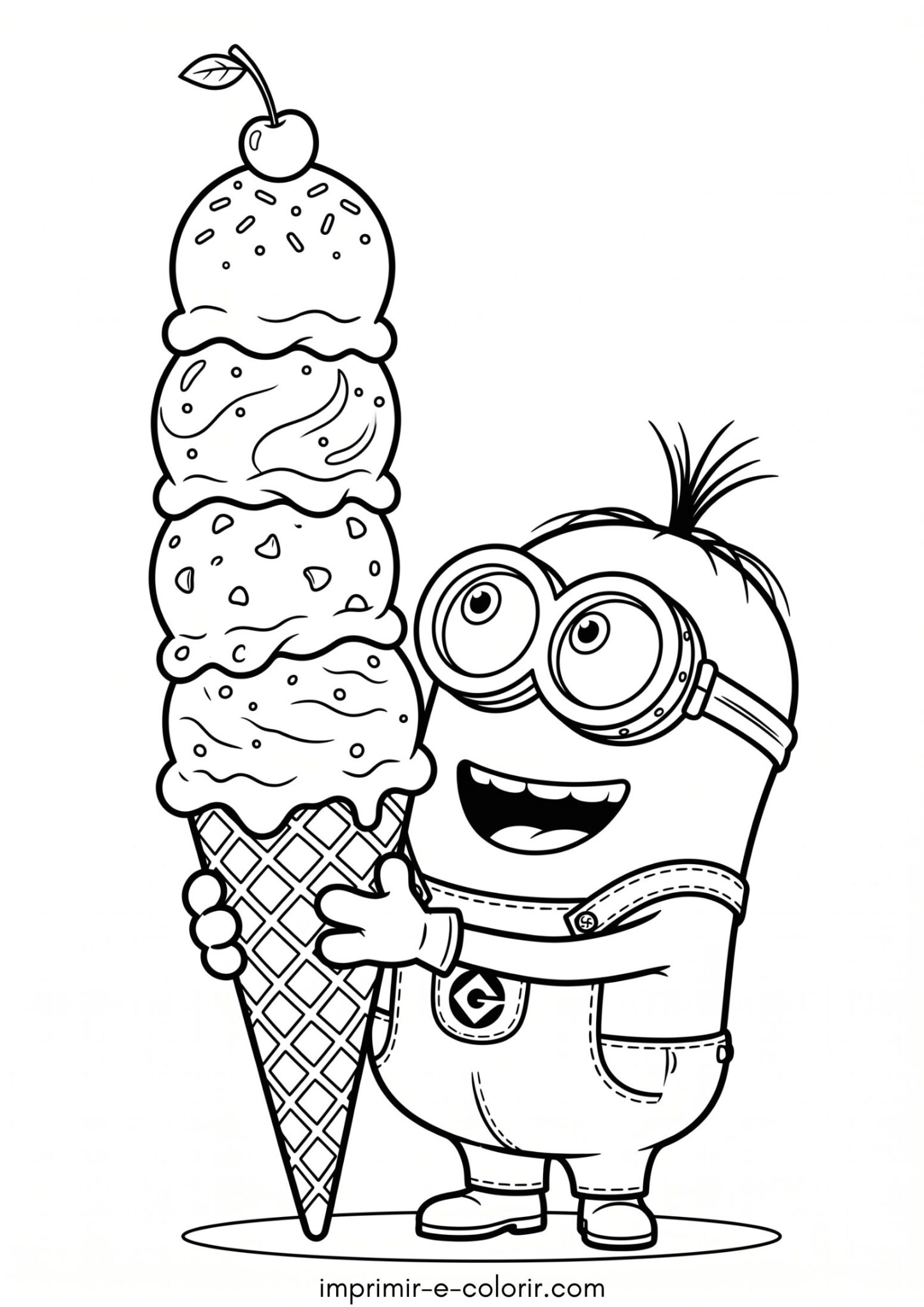 Desenho de Minion com sorvete para colorir e imprimir