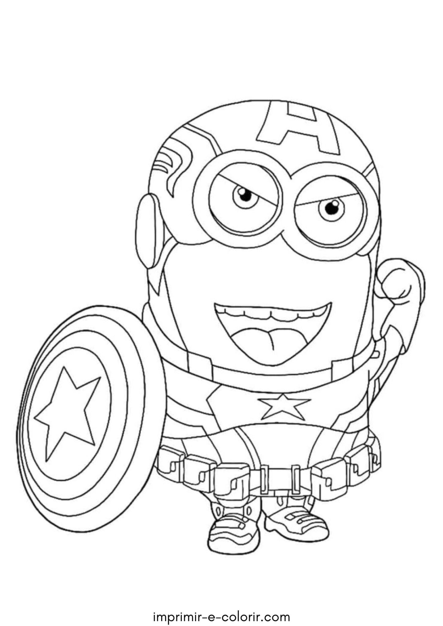 Desenho de Minion fantasiado de Capitão América Desenho de Minion fantasiado de Capitão América