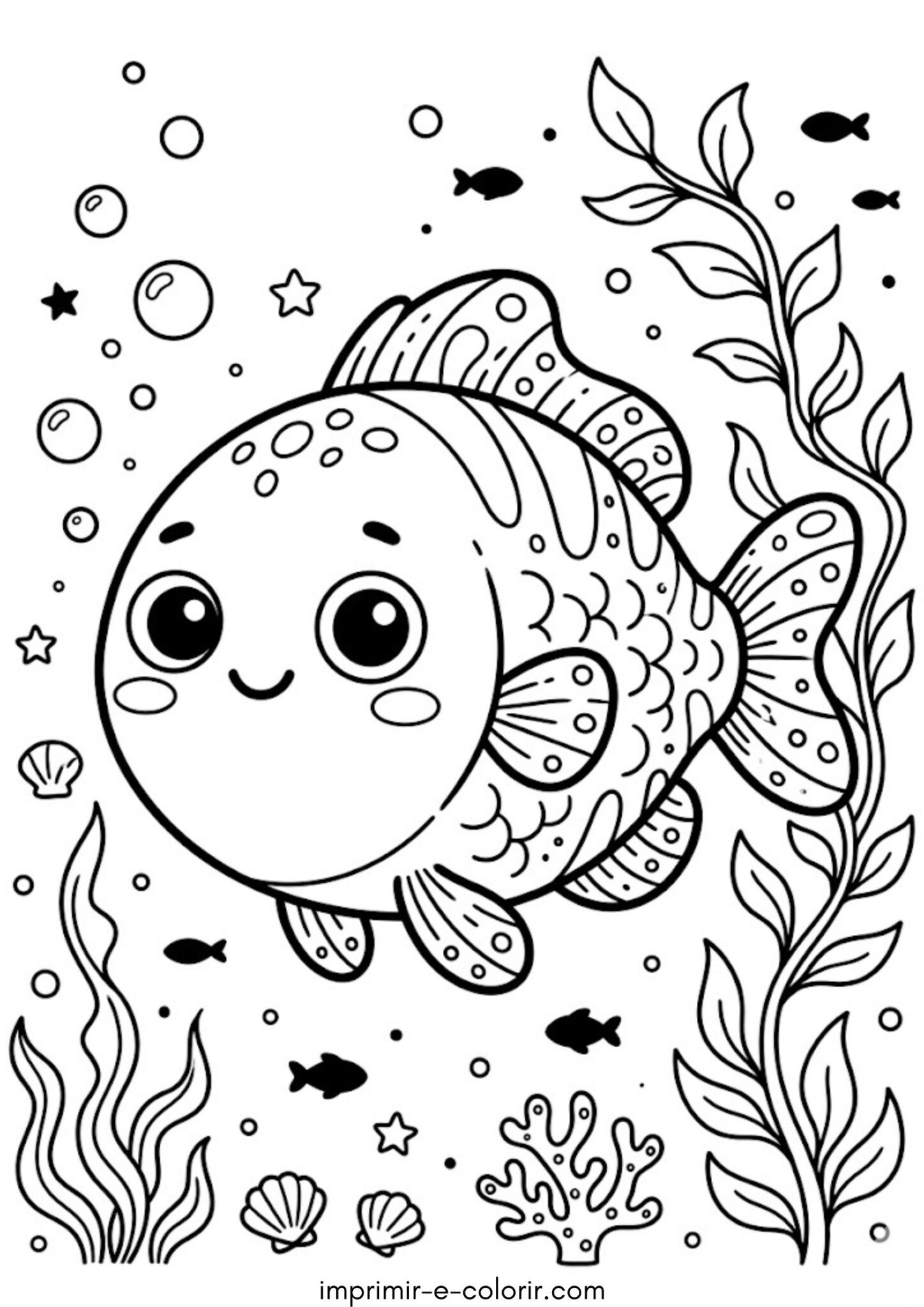 Desenho de Peixe Kawaii