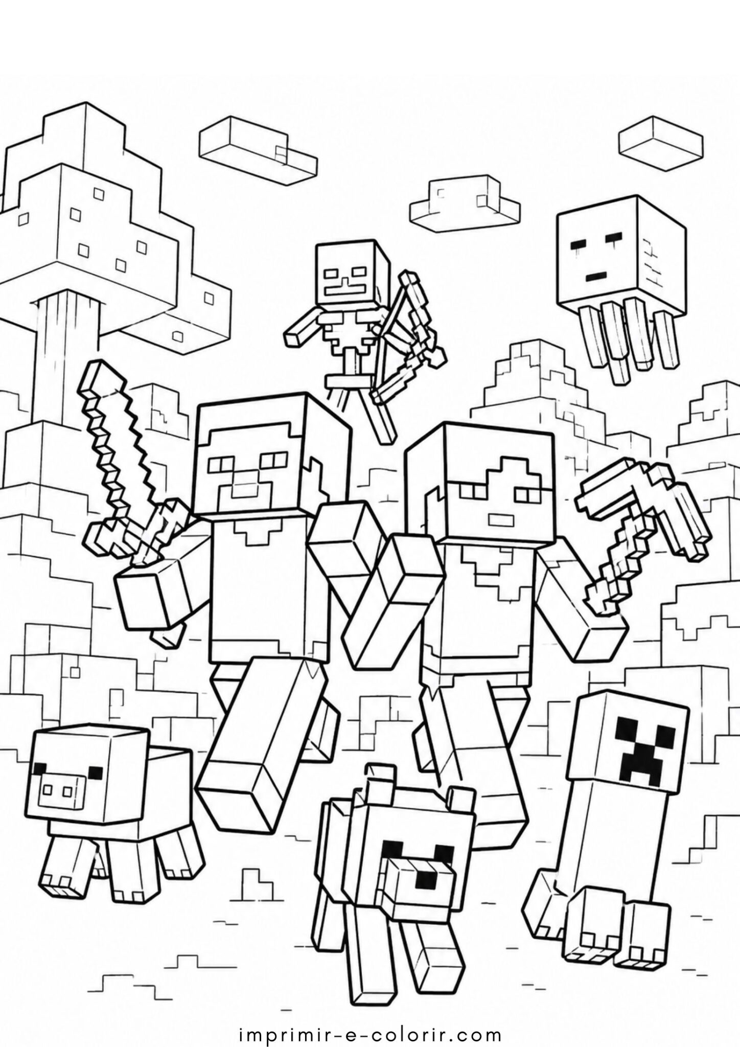 Desenho de Personagens do Minecraft