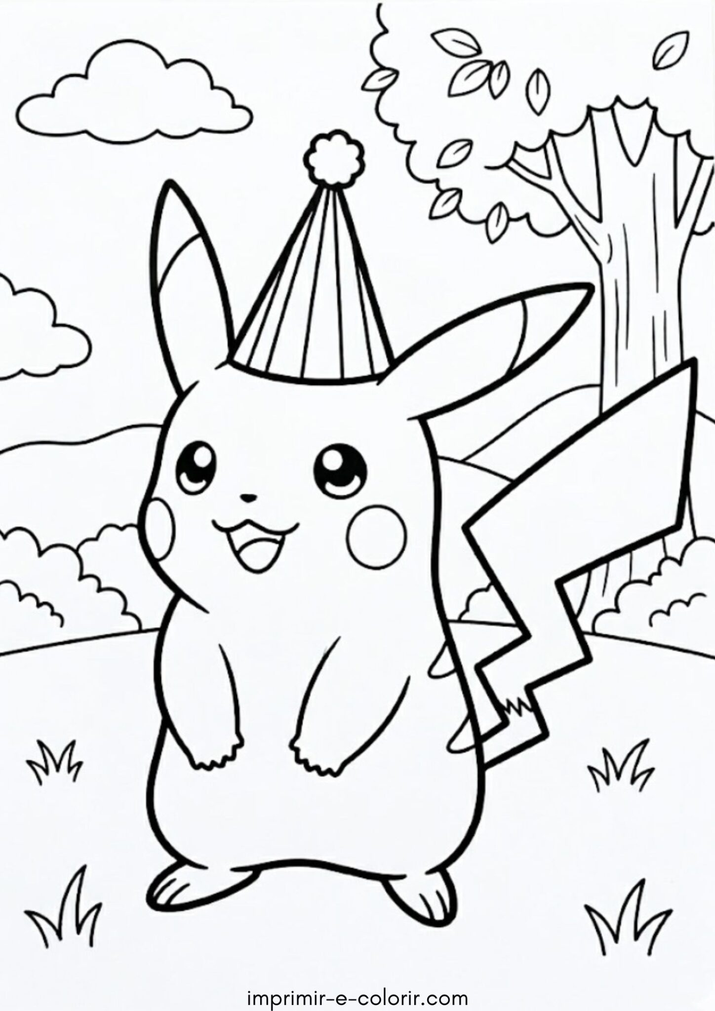 Desenho de Pikachu de boné Desenho de Pikachu de boné