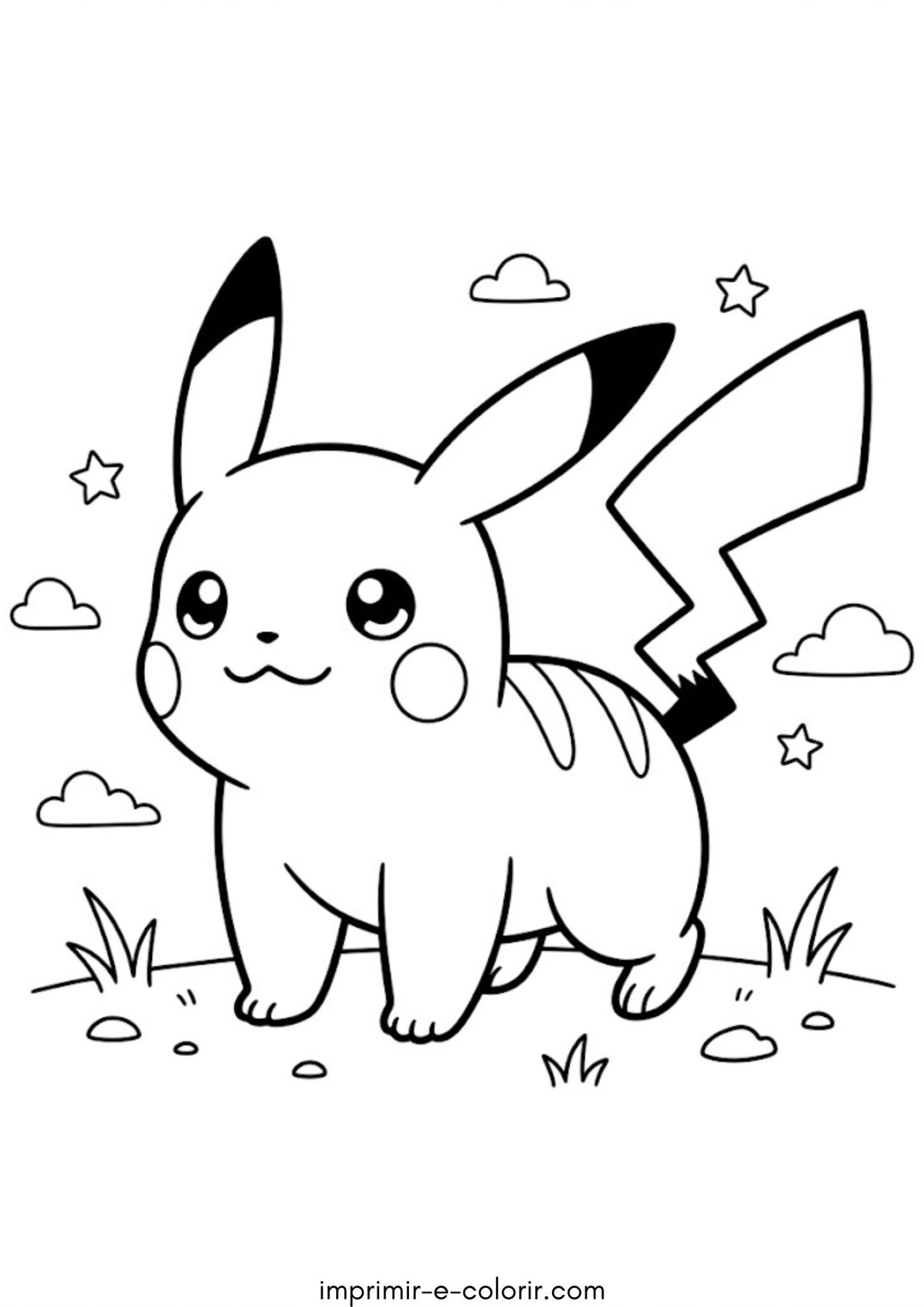 Desenho de Pikachu fofo passeando