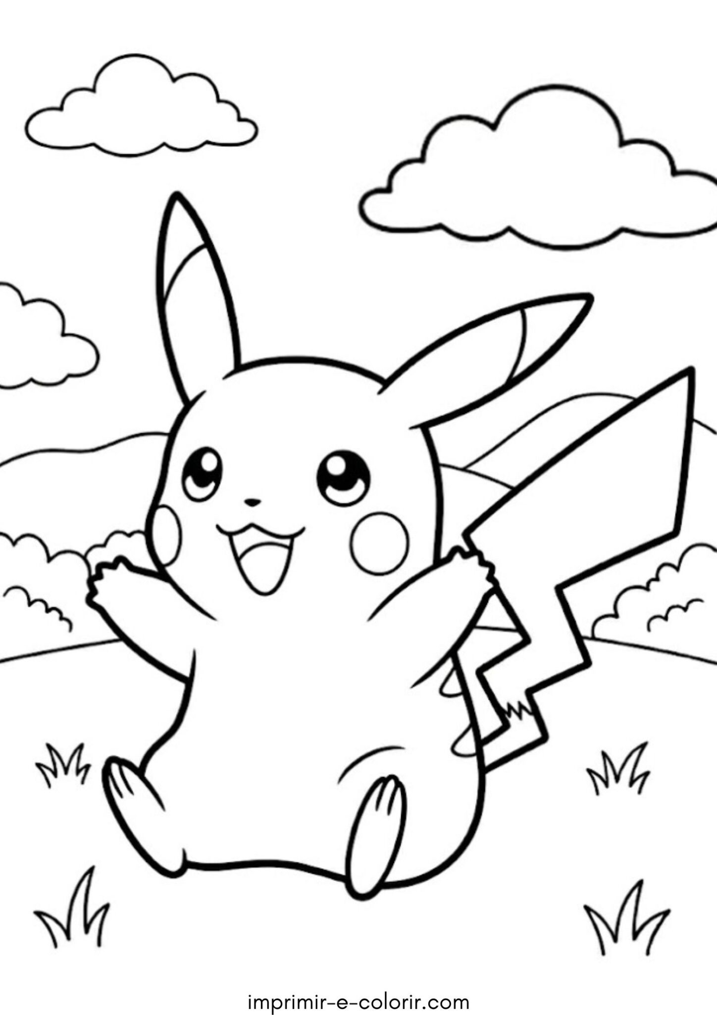 Desenho de Pikachu kawaii